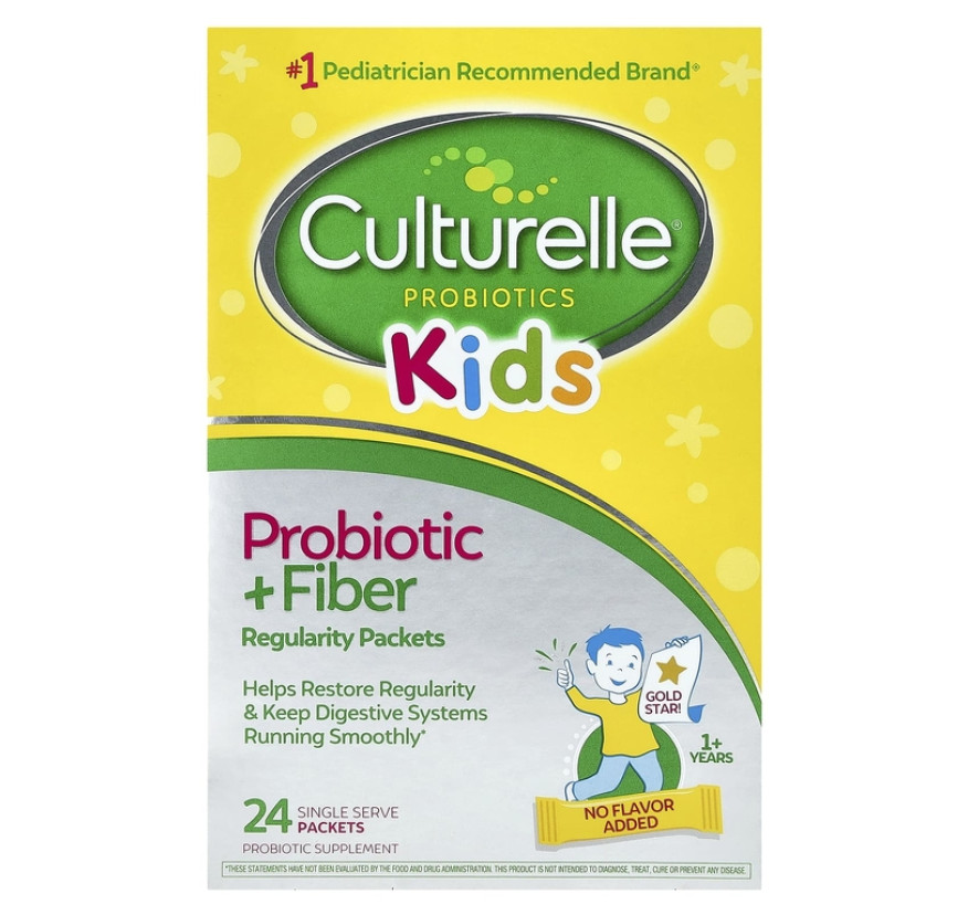 Culturelle, Kids, пробиотик + клетчатка, для детей от 1 года, 24 порционных пакетика