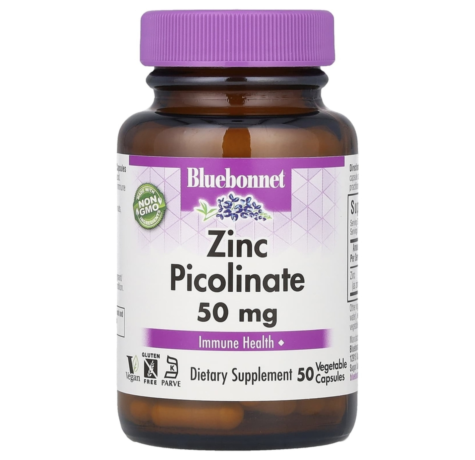 Bluebonnet Nutrition, Пиколинат цинка, 50 мг, 50 растительных капсул