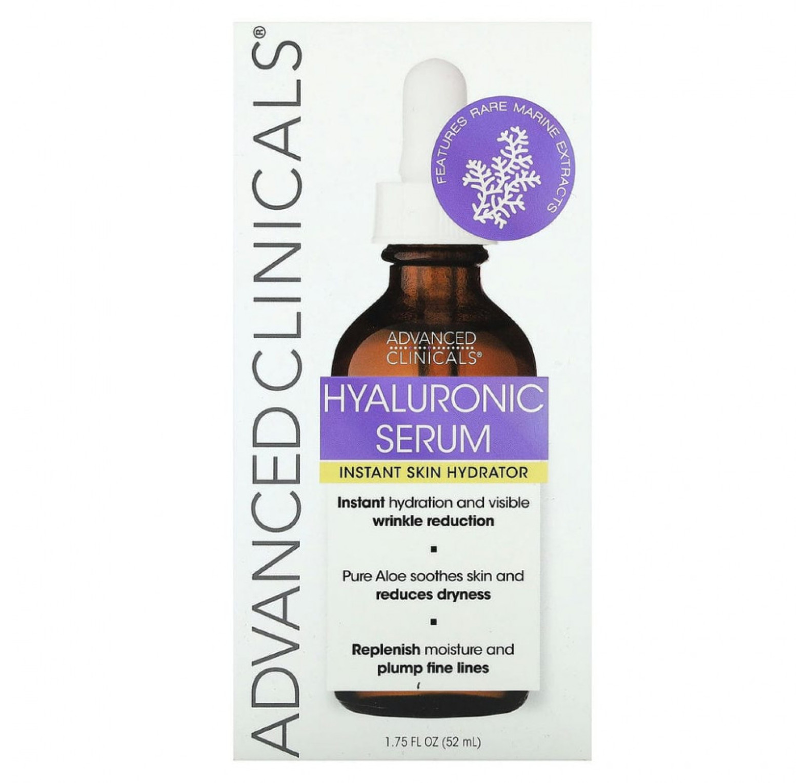 Advanced Clinicals, гиалуроновая сыворотка, мгновенное увлажнение кожи, 52 мл