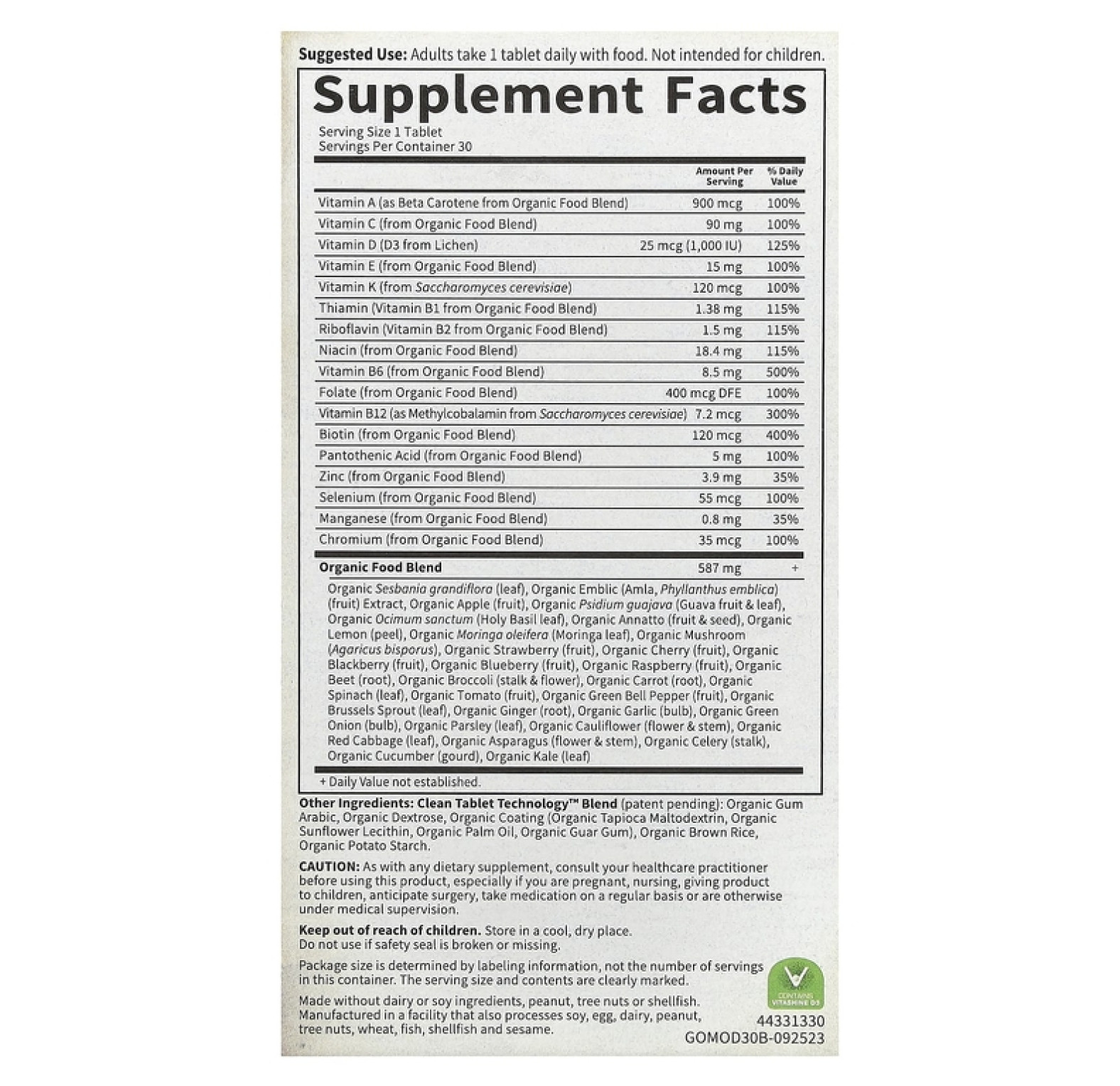 Garden of Life, Organics, мультивитамины для мужчин, из цельных продуктов, 30 веганских таблеток