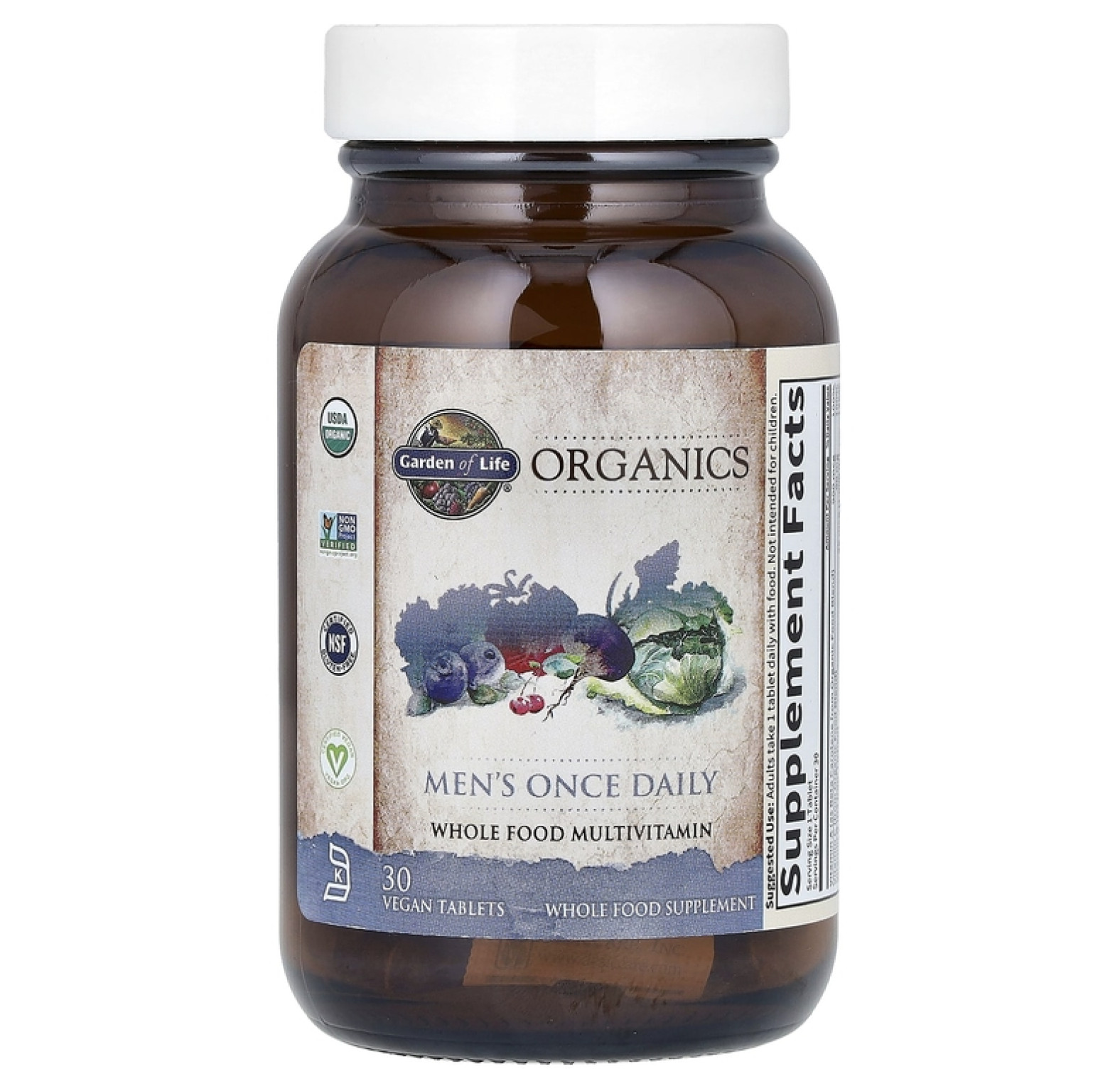 Garden of Life, Organics, мультивитамины для мужчин, из цельных продуктов, 30 веганских таблеток