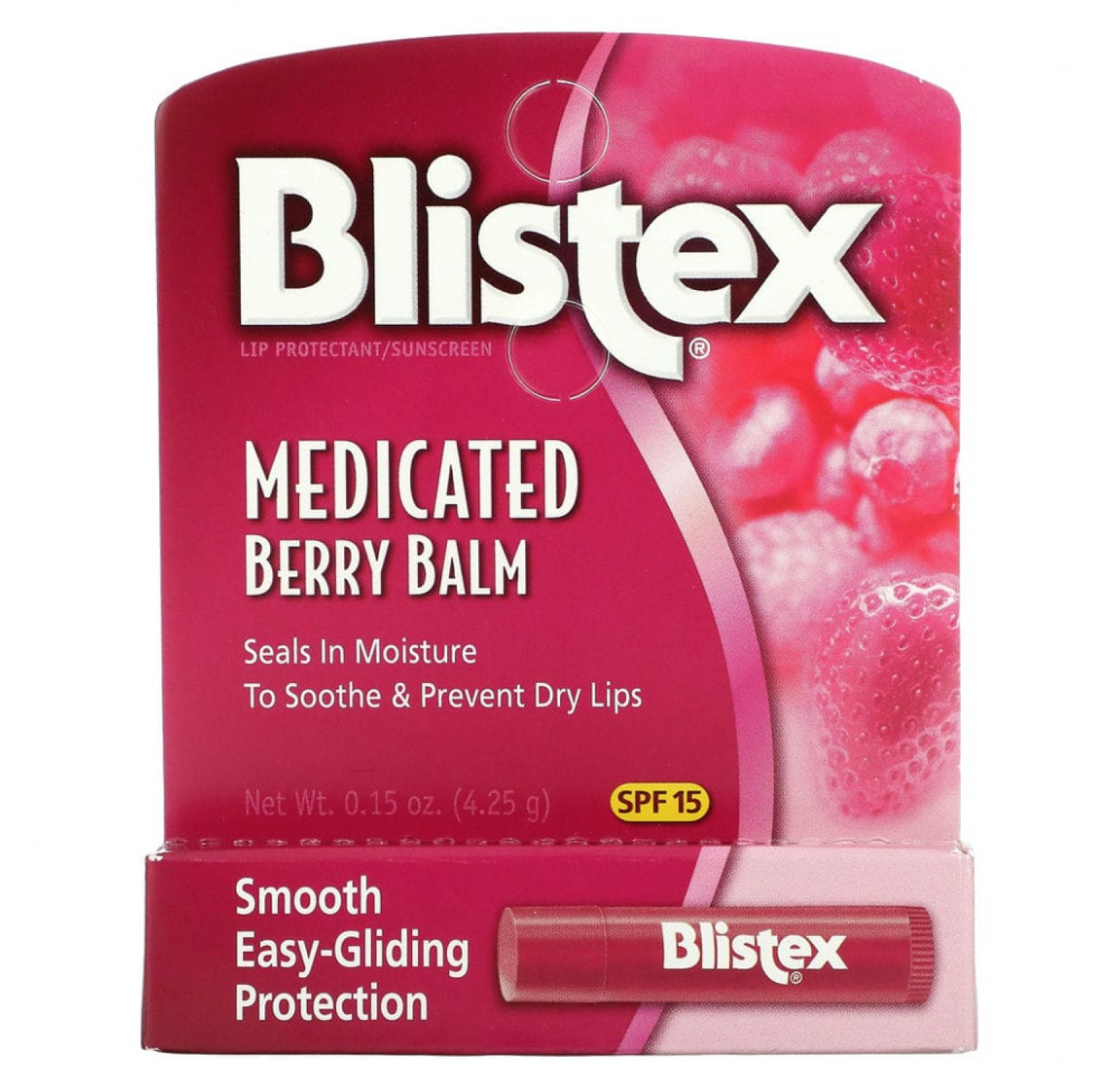Blistex, заживляющий бальзам, защита губ с солнцезащитным фильтром, SPF 15, ягоды, набор, 2 шт по 4,25 г