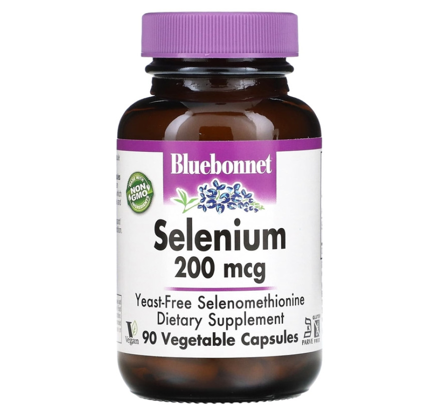 Bluebonnet Nutrition, Селен, бездрожжевой селенометионин, 200 мкг, 90 растительных капсул