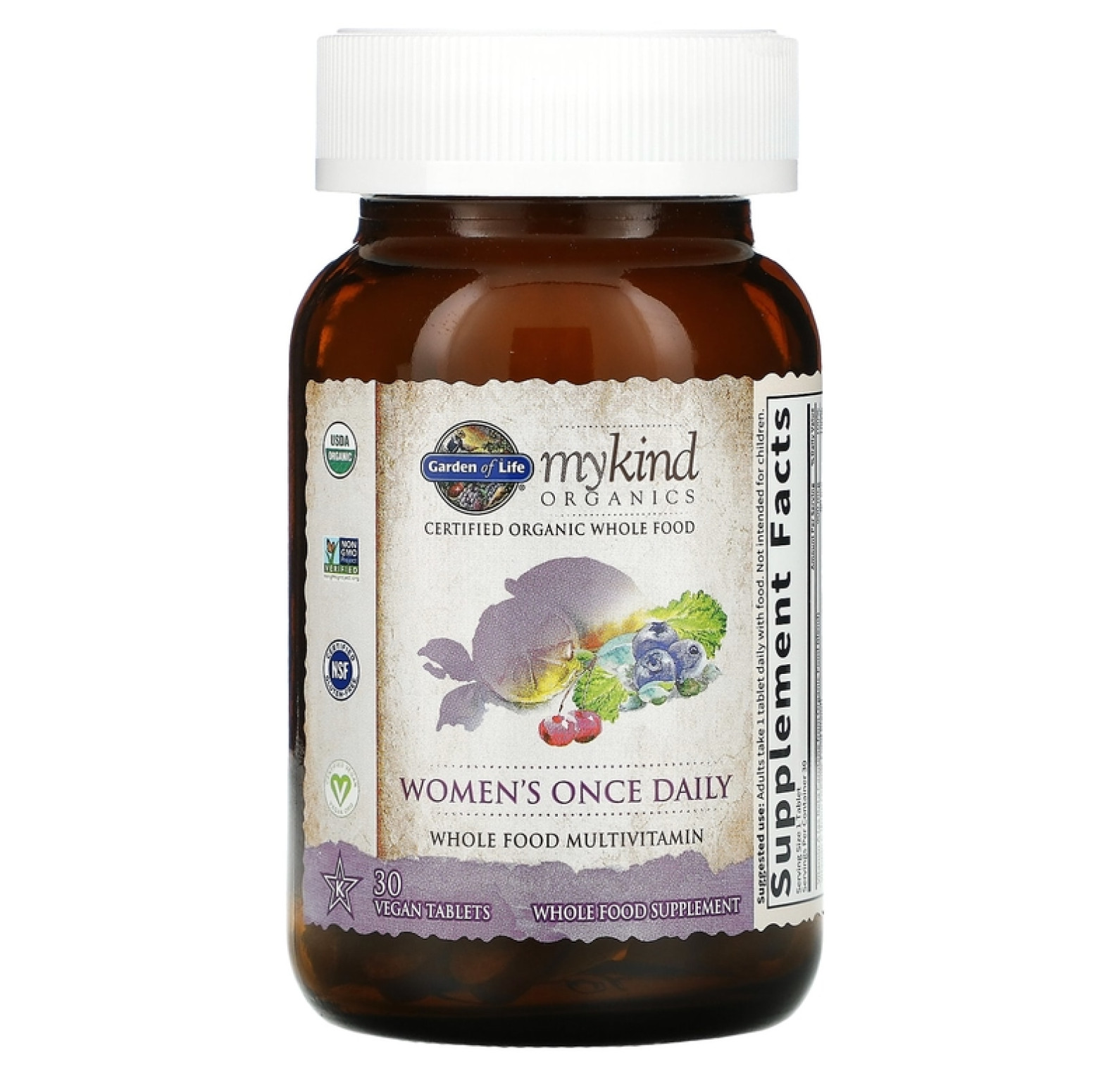 Garden of Life, MyKind Organics, мультивитамины для женщин для приема один раз в день, 30 веганских таблеток