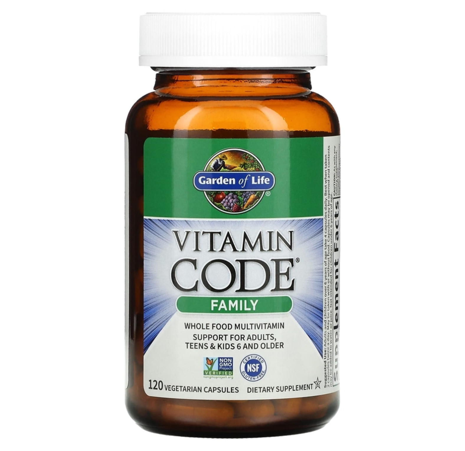 Garden of Life, Vitamin Code, мультивитамины из цельных продуктов для всей семьи, 120 вегетарианских капсул