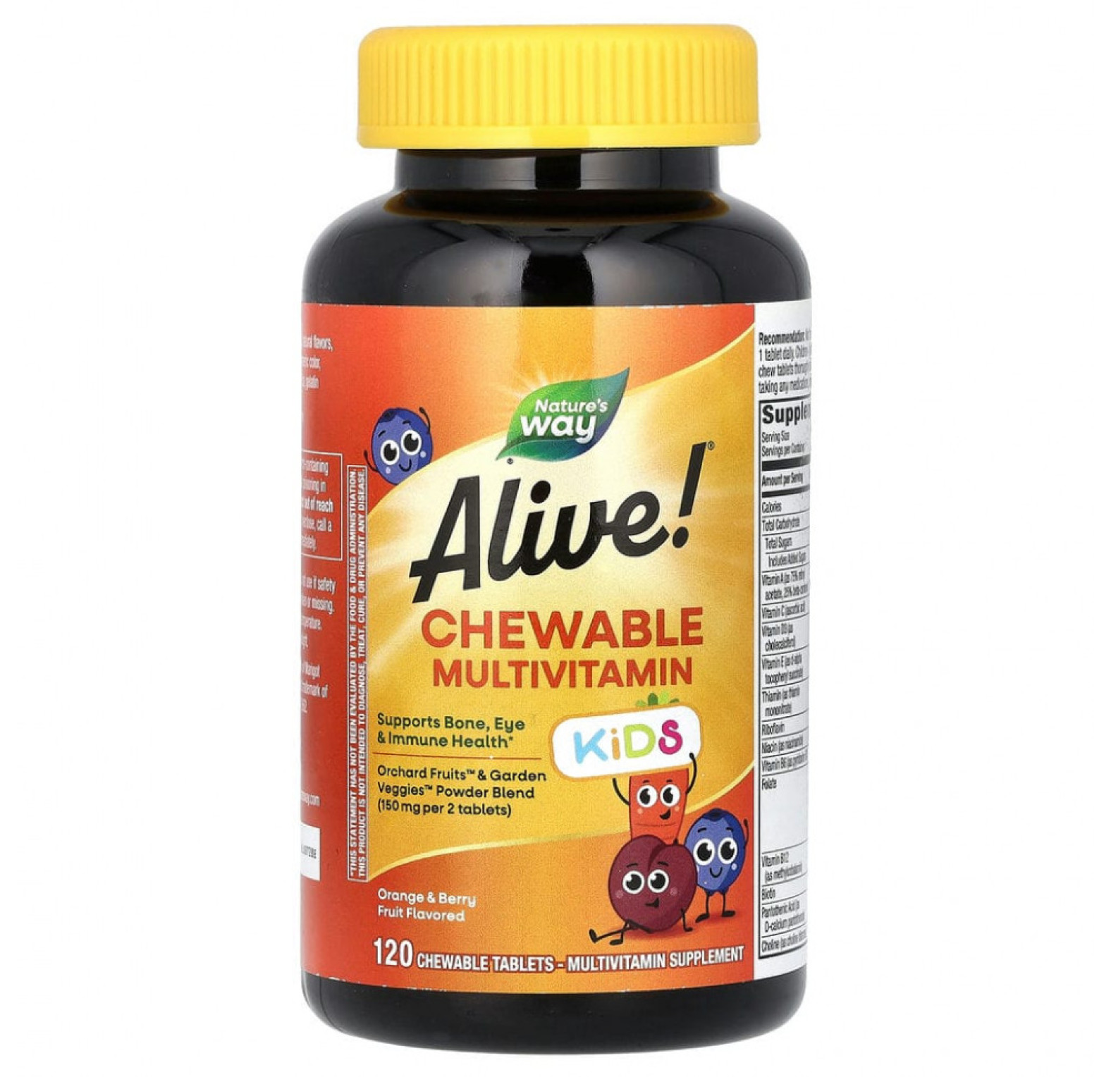 Nature's Way, Alive! комплекс мультивитаминов для детей, со вкусом апельсина и ягод, 120 жевательных таблеток