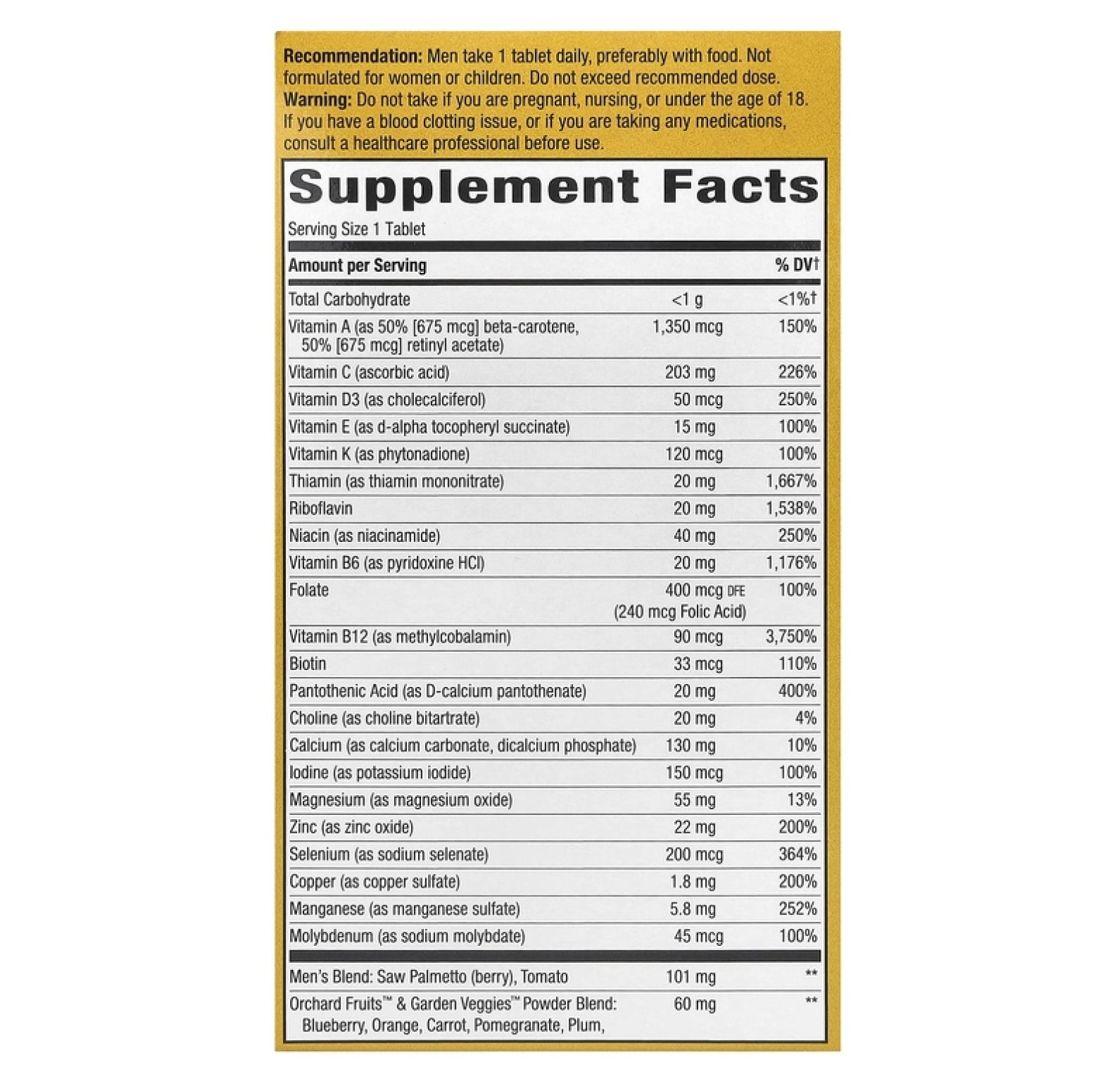 Nature's Way, Alive! комплекс суперэффективных мультивитаминов для мужчин 50+, 60 таблеток
