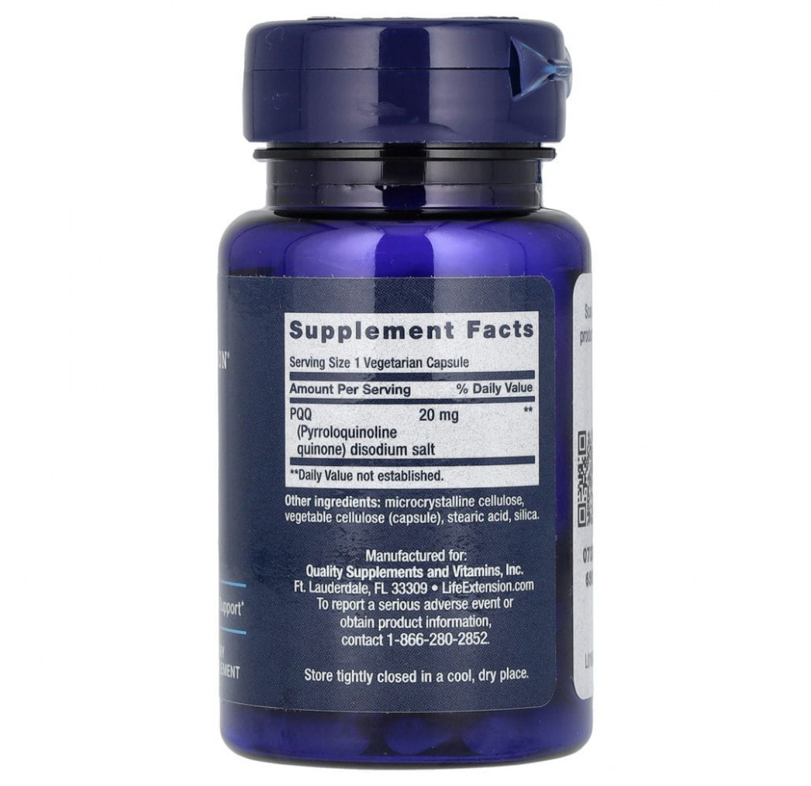 Life Extension, PQQ в капсулах, пирролохинолинхинон, 20 мг, 30 вегетарианских капсул