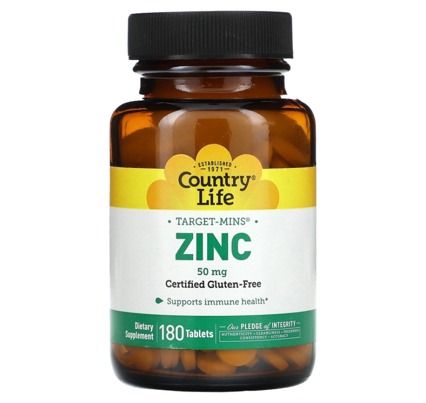 Country Life, Target-Mins, цинк, 50 мг, 180 таблеток