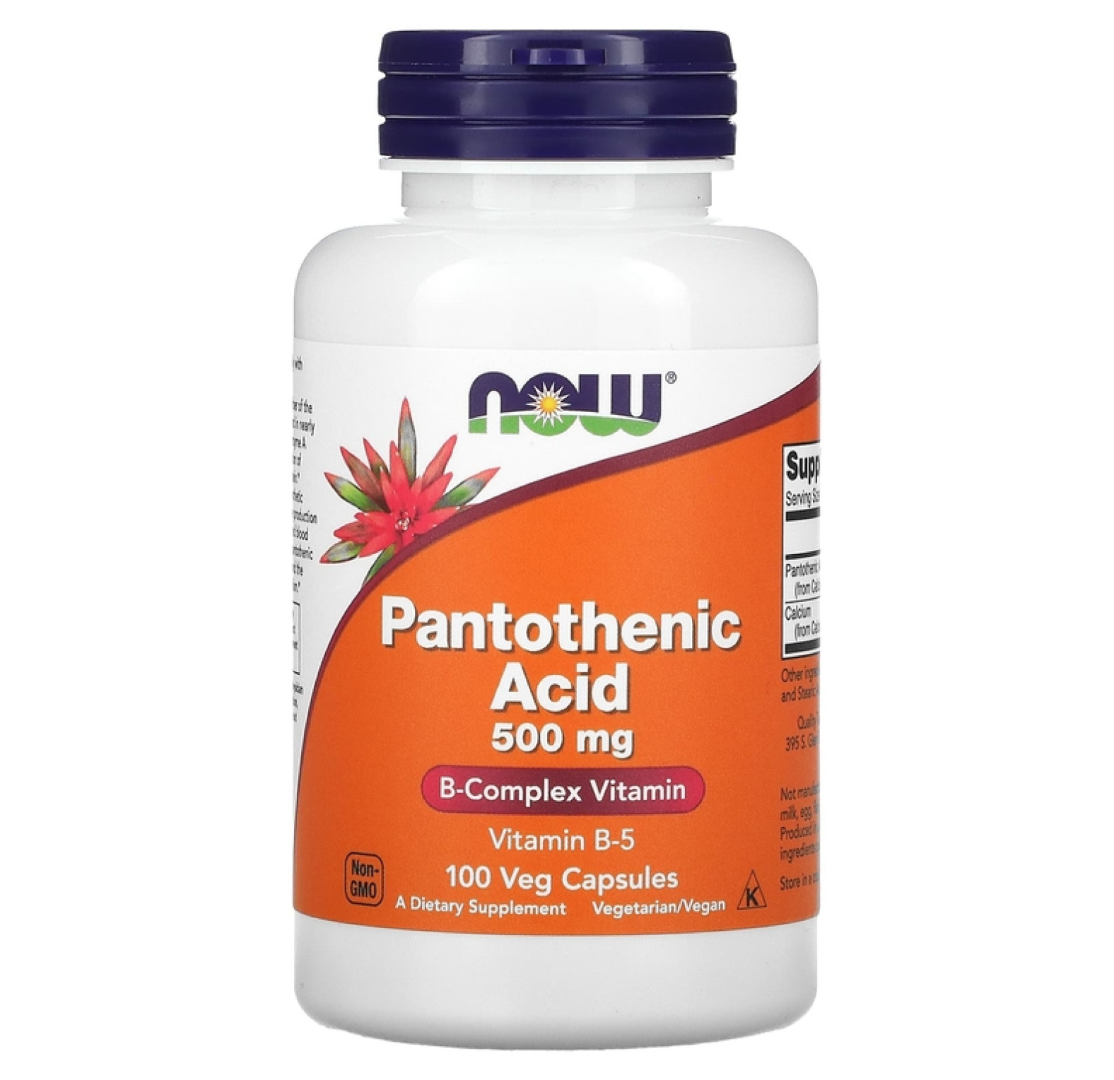 NOW Foods, Пантотеновая кислота, 500 мг, 100 растительных капсул