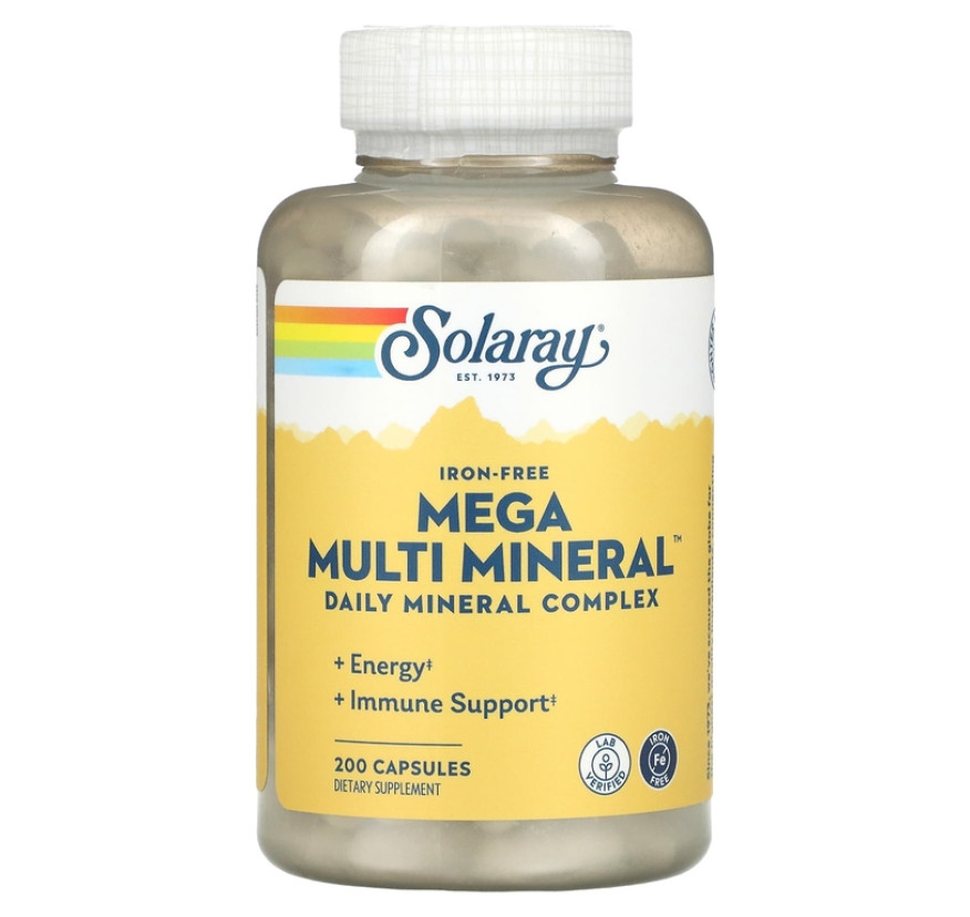 Solaray, Mega Multi Mineral, без железа, 200 капсул