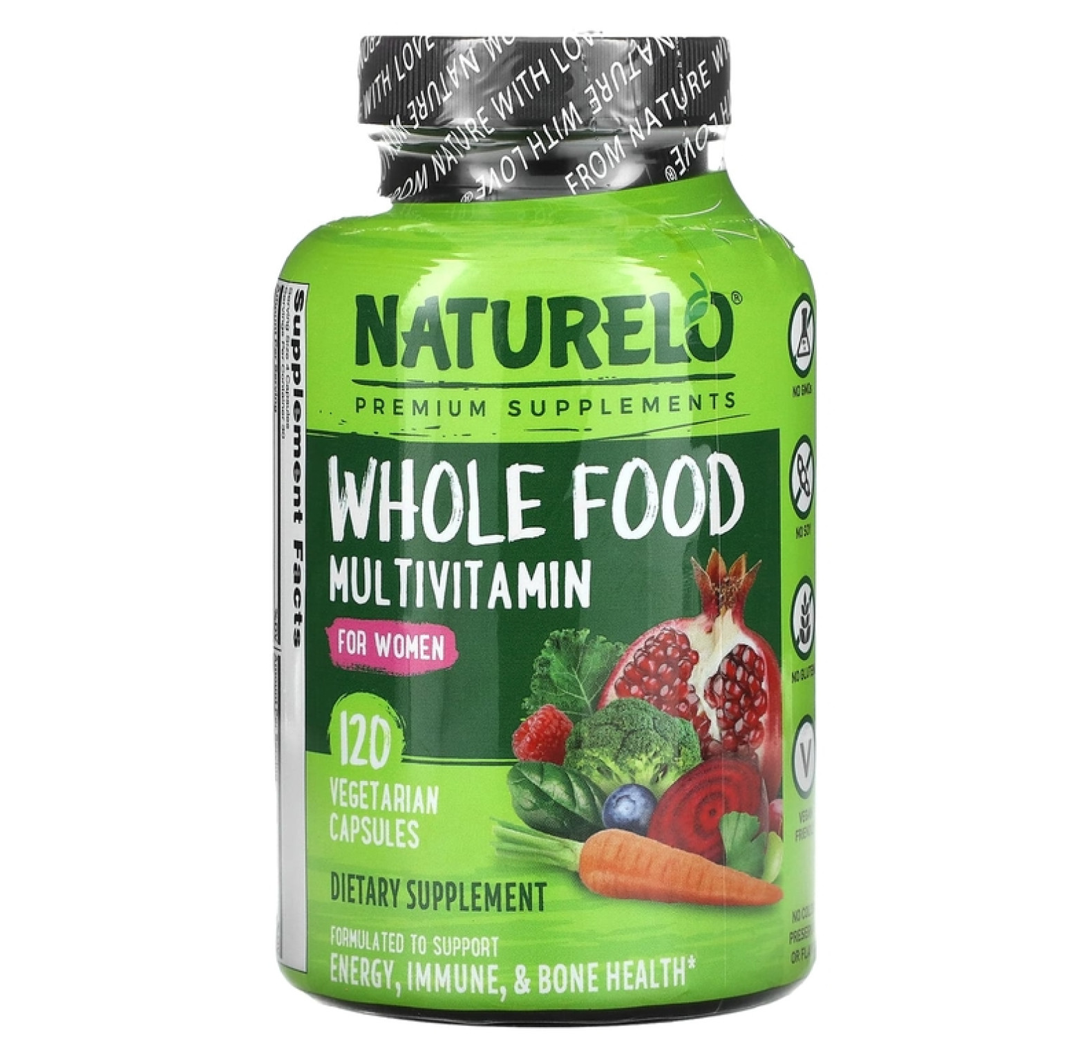 NATURELO, мультивитамины из цельных продуктов для женщин, 120 вегетарианских капсул