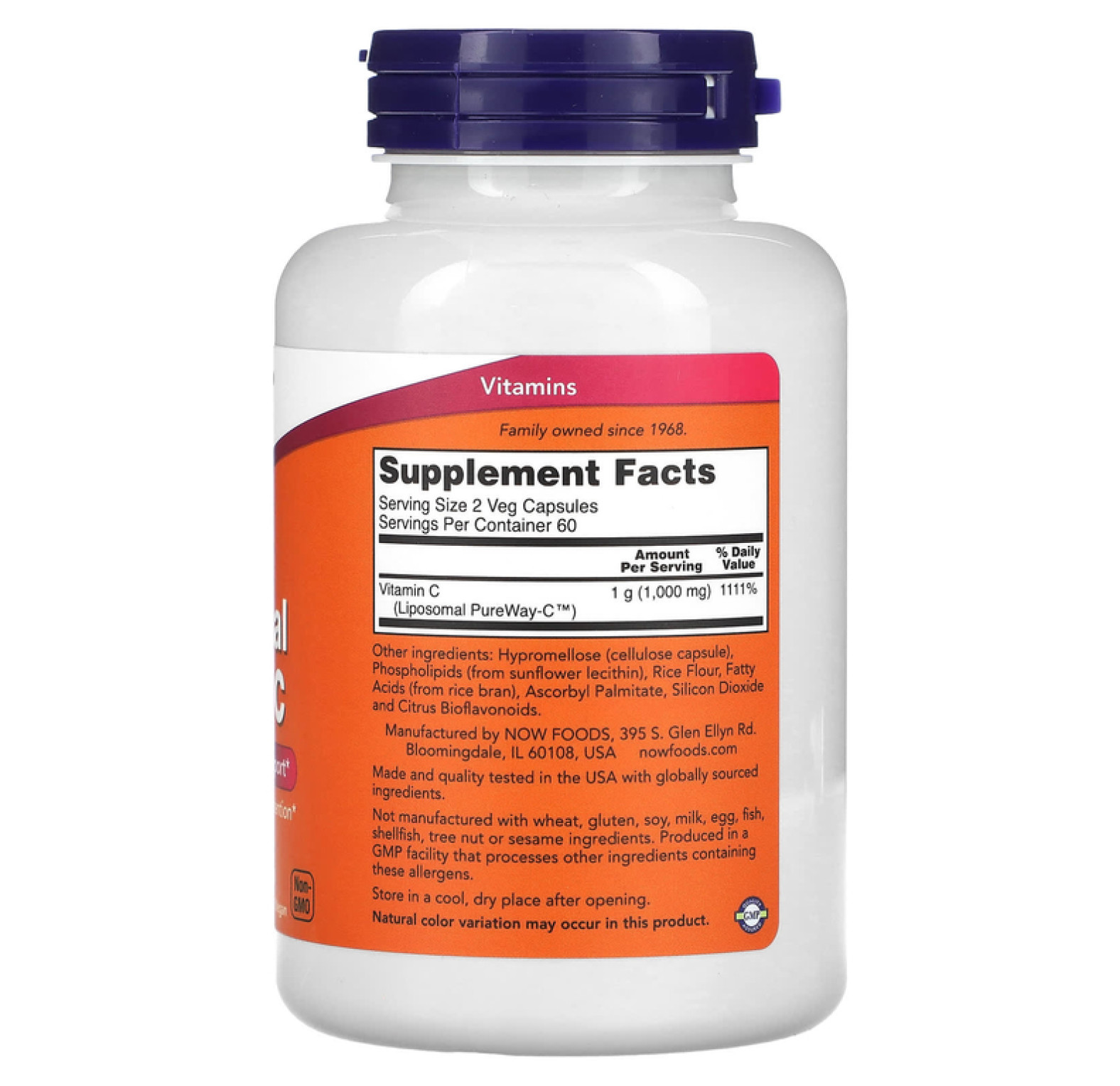 NOW Foods, Липосомальный витамин C, 120 растительных капсул