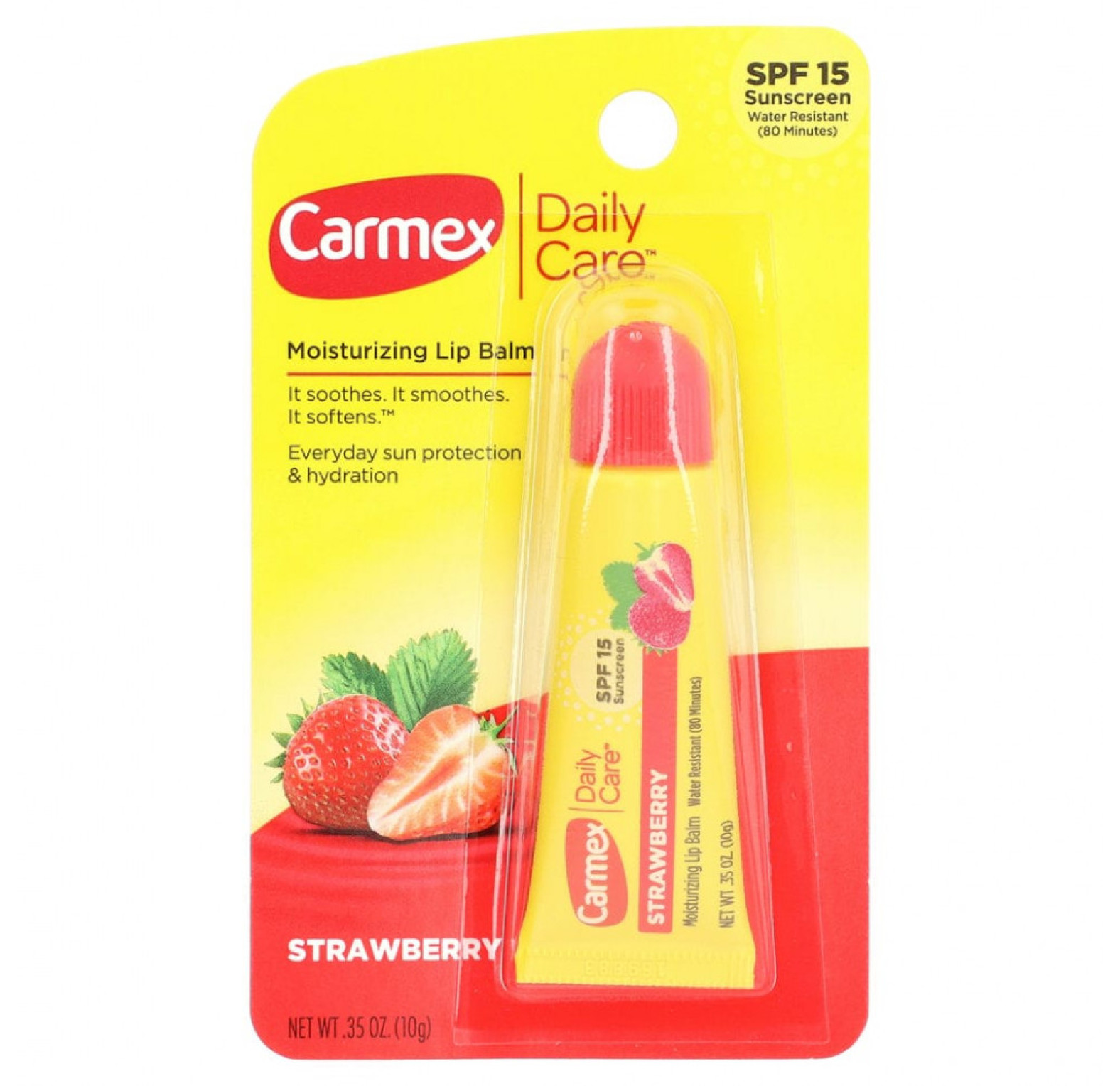Carmex, Бальзам для губ Daily Care, клубника, SPF 15, набор, 2 шт. по 10 г
