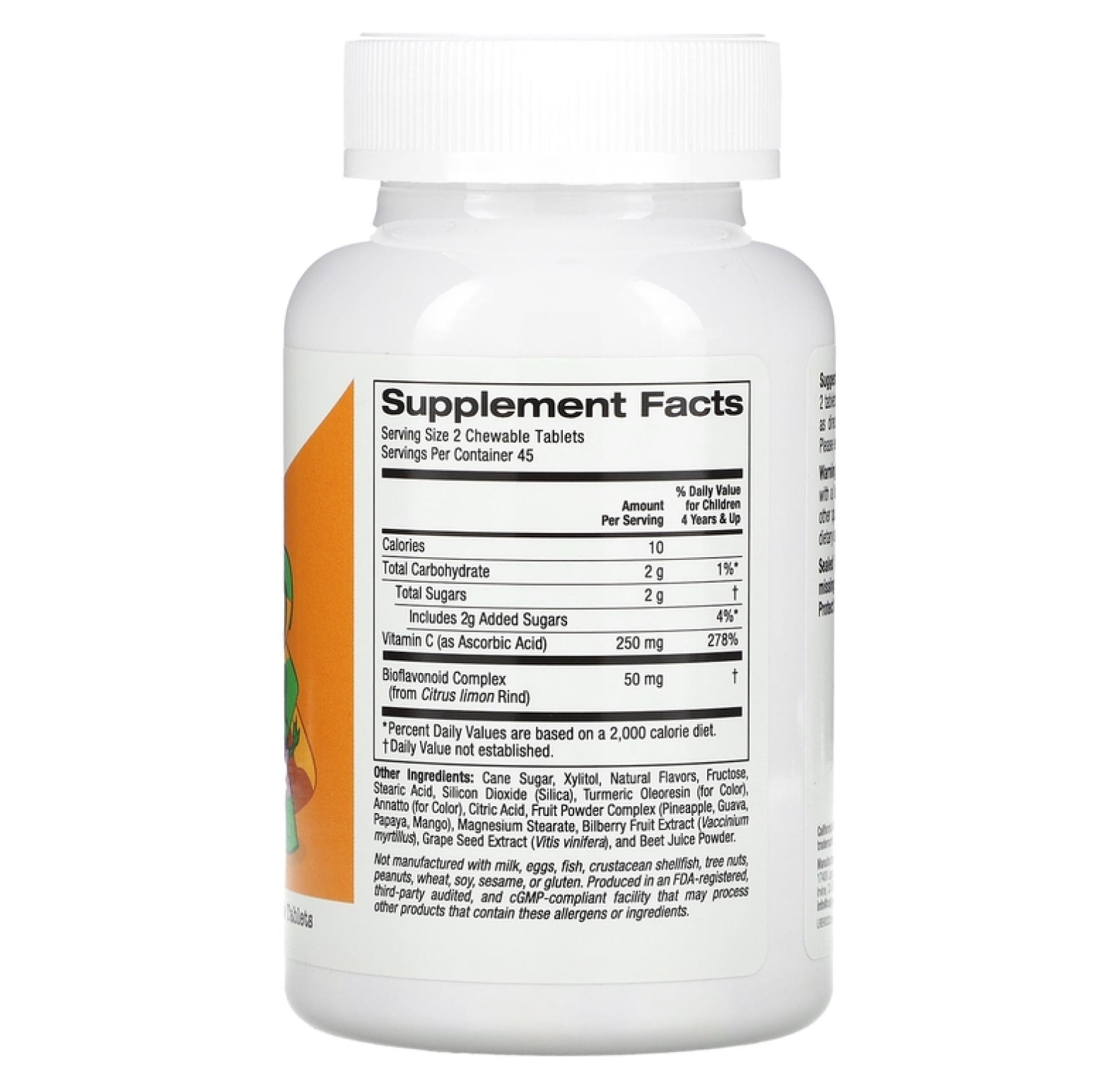 California Gold Nutrition, витамин C для детей, вкус апельсина, 90 жевательных таблеток