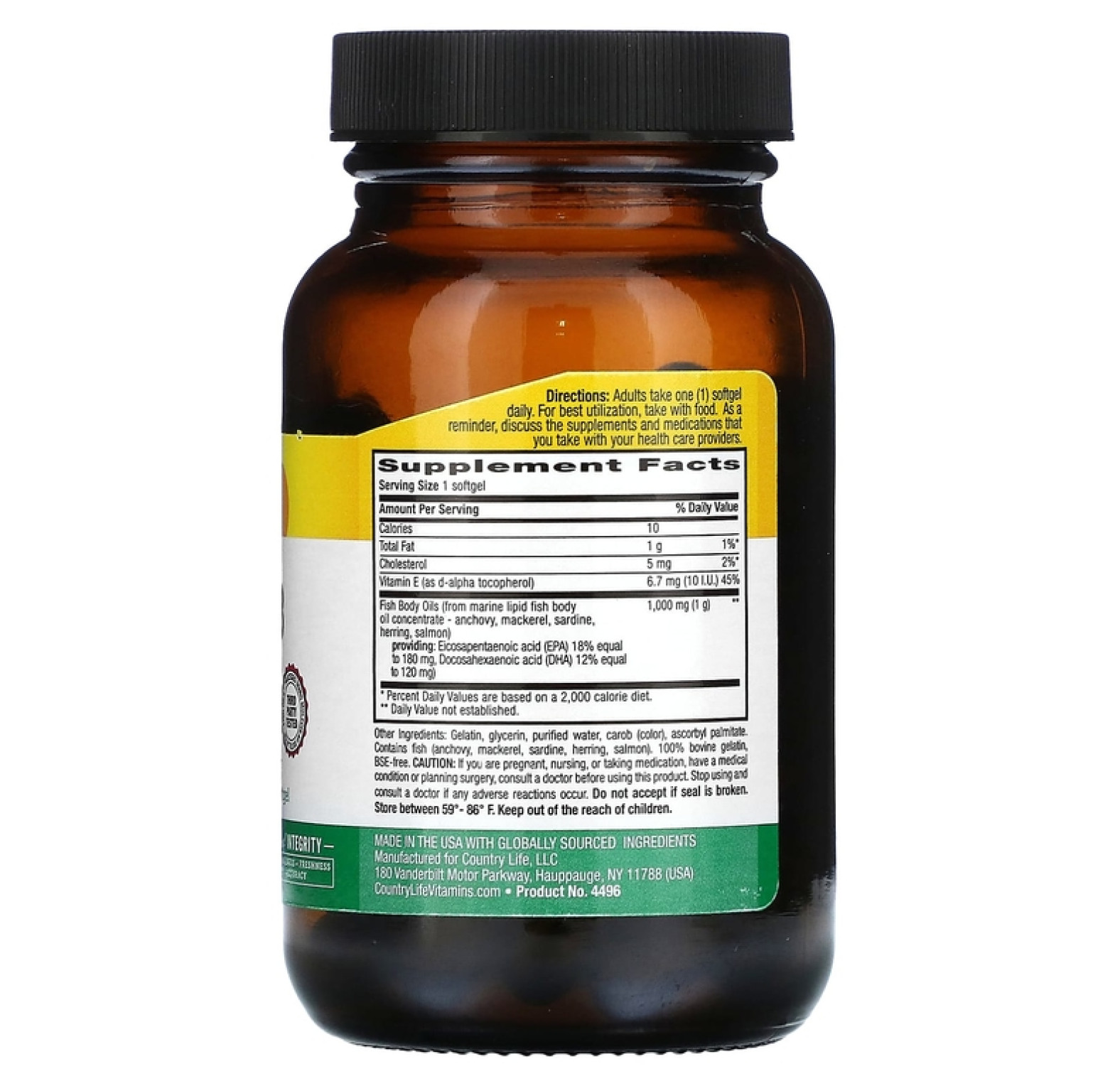 Country Life, Омега-3, 1000 мг, 50 мягких таблеток