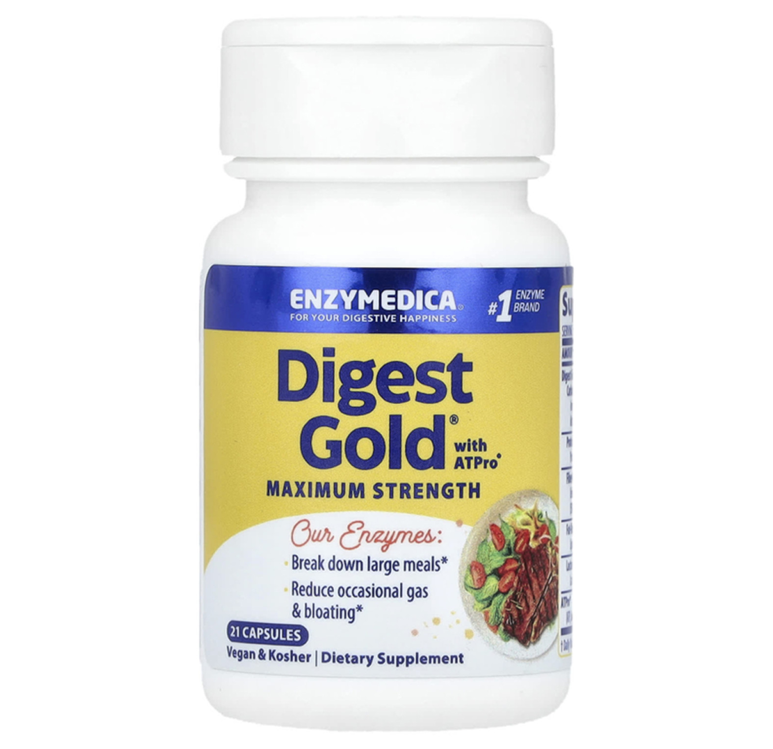 Enzymedica, Digest Gold с ATPro, добавка с пищеварительными ферментами, 21 капсула