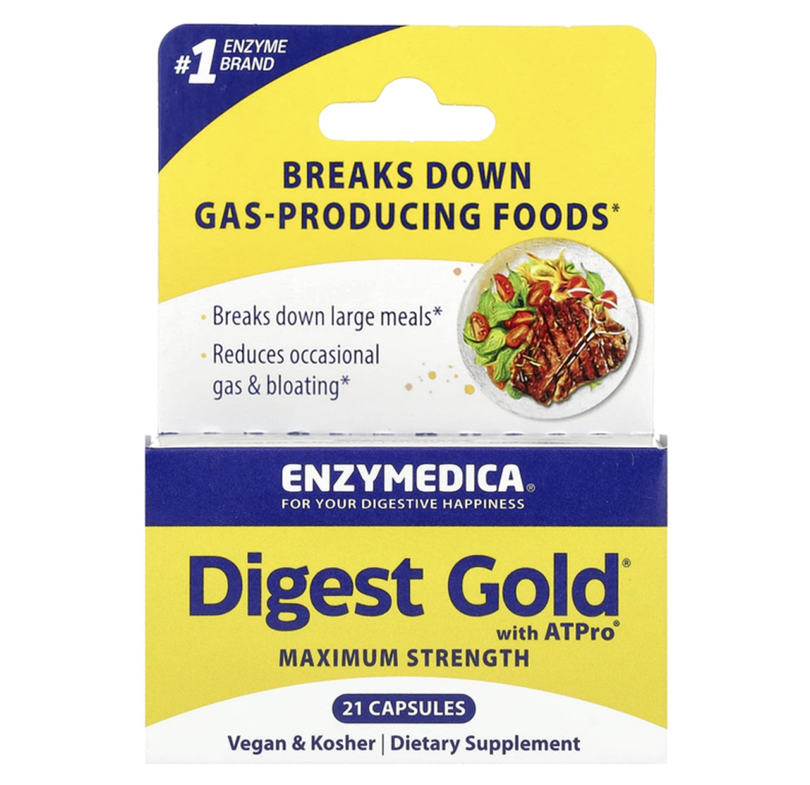 Enzymedica, Digest Gold с ATPro, добавка с пищеварительными ферментами, 21 капсула