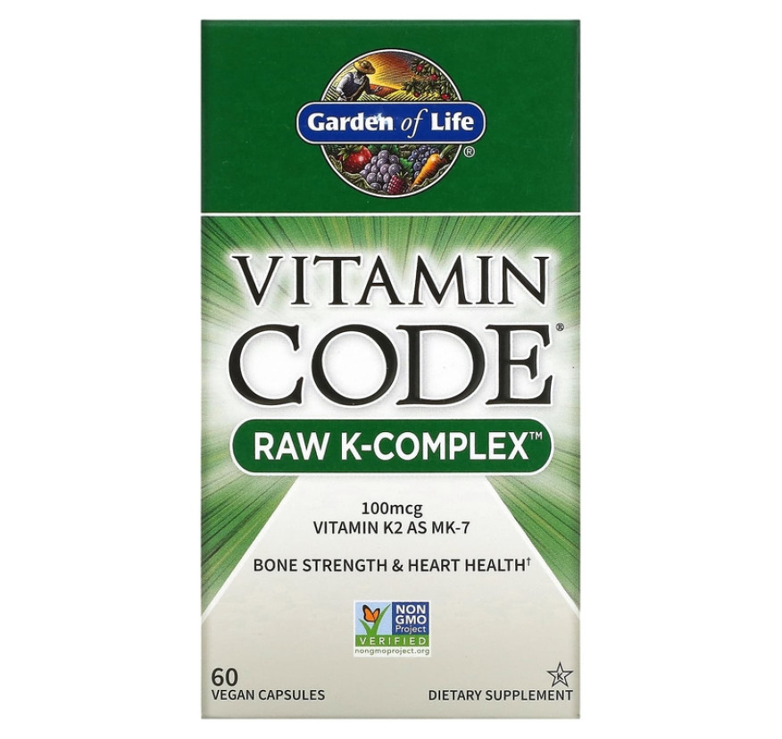 Garden of Life, Vitamin Code, Raw K-Complex, комплекс витаминов K, 60 веганских капсул