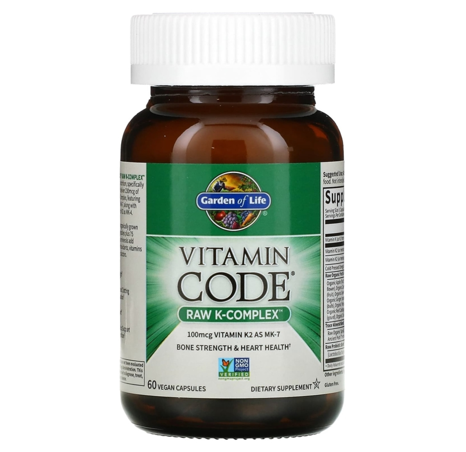 Garden of Life, Vitamin Code, Raw K-Complex, комплекс витаминов K, 60 веганских капсул