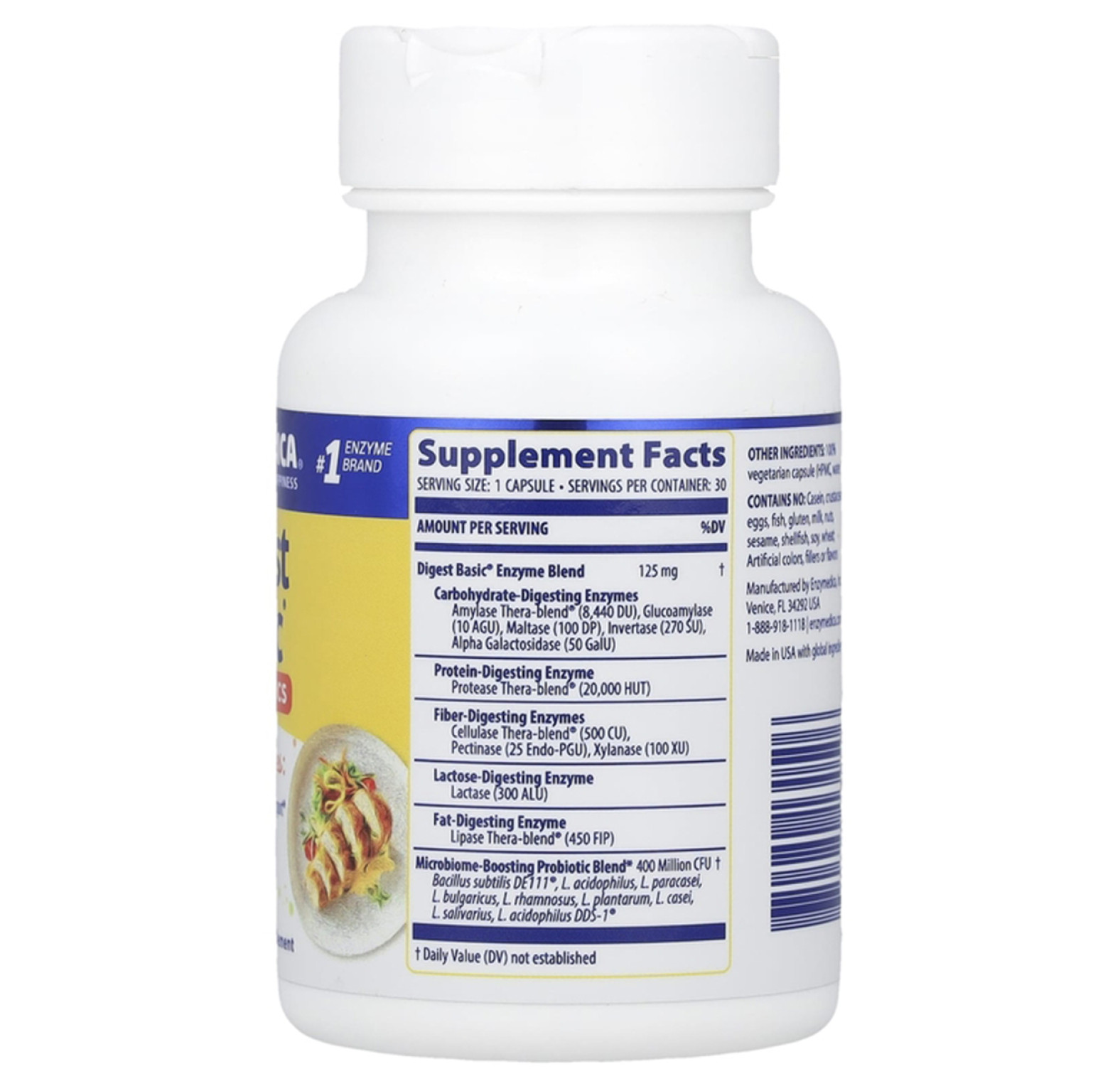 Enzymedica, Digest Basic, добавка с пробиотиками, 30 капсул