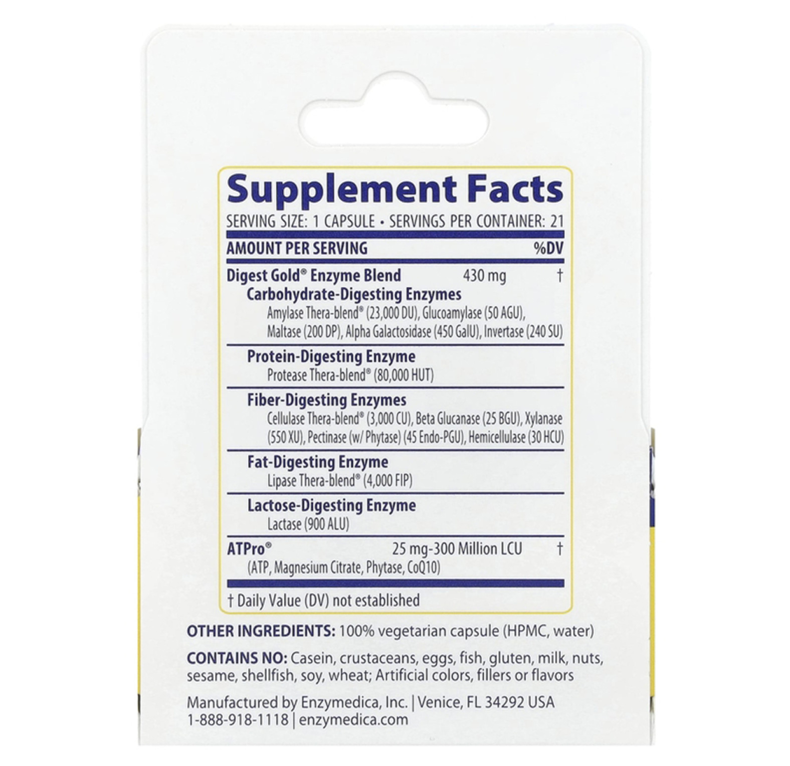 Enzymedica, Digest Basic, добавка с пробиотиками, 30 капсул