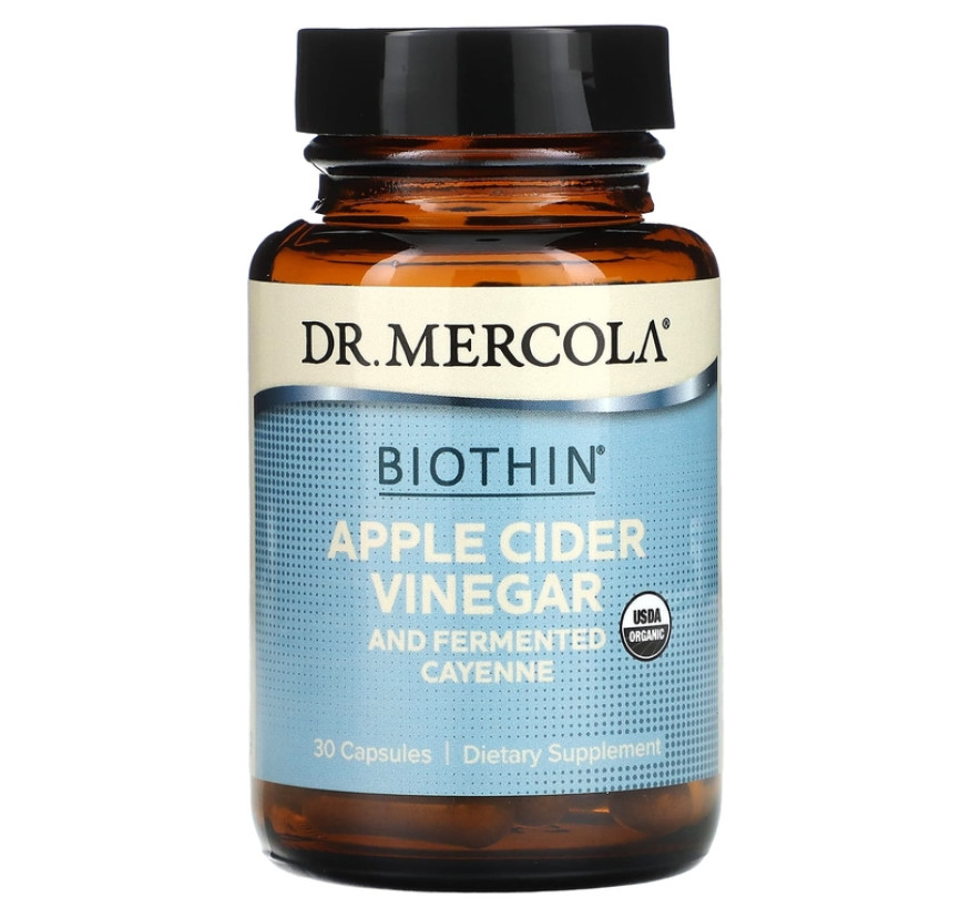 Dr. Mercola, Ферментированный яблочный уксус с кайенским перцем, 30 капсул