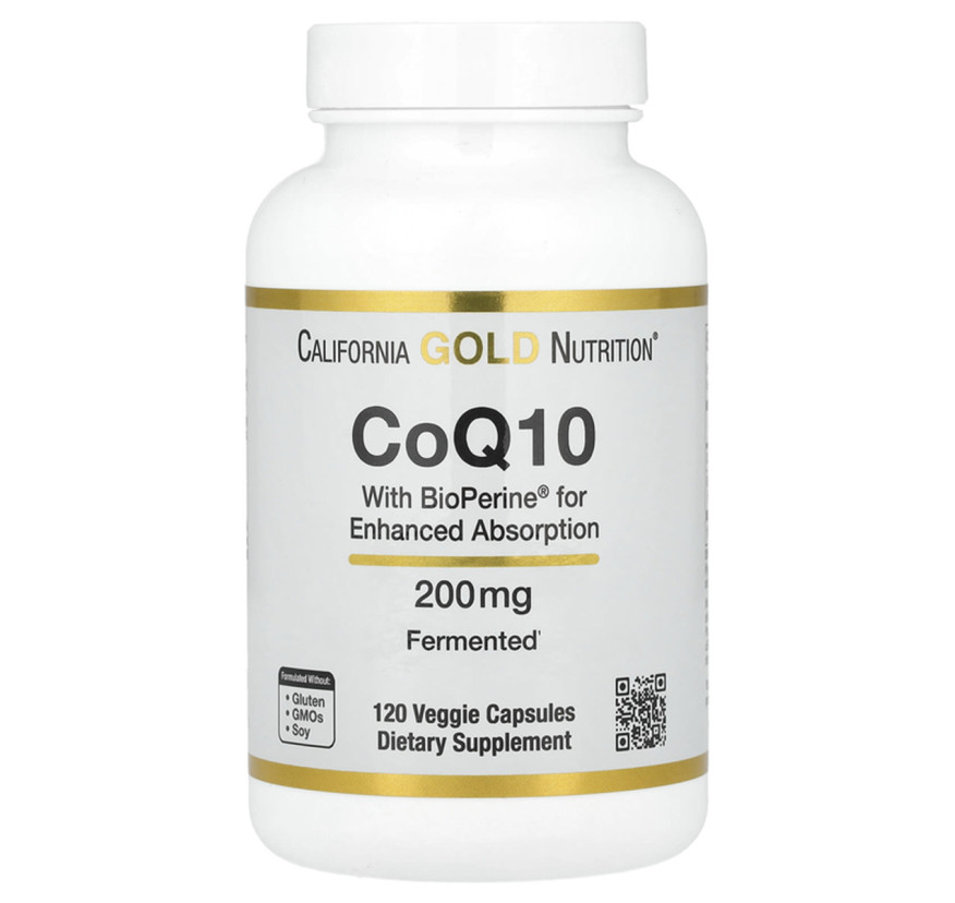 California Gold Nutrition, Коэнзим Q10 с Bioperine, 200 мг, 120 растительных капсул 