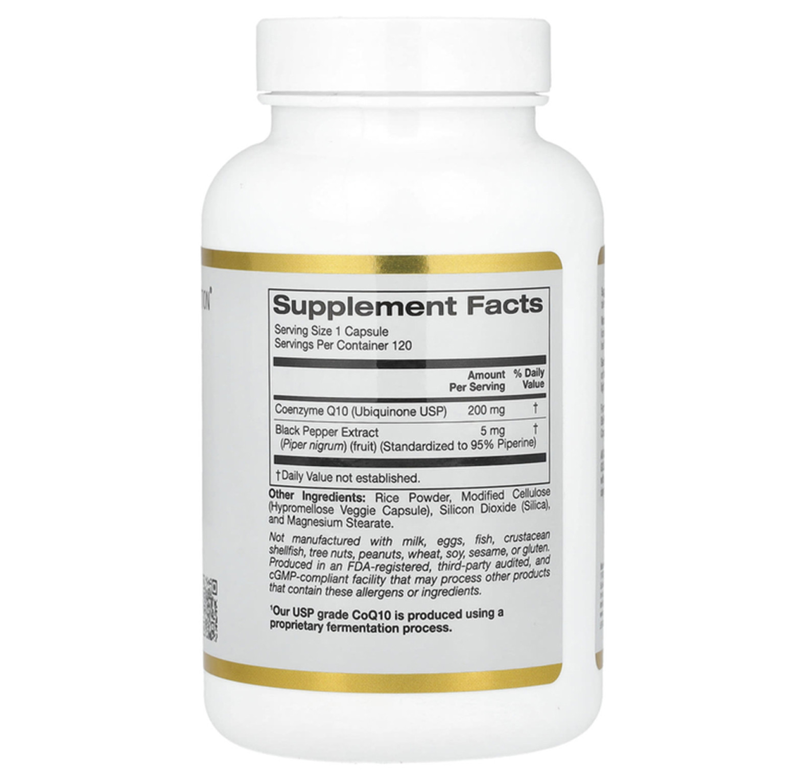California Gold Nutrition, Коэнзим Q10 с Bioperine, 200 мг, 120 растительных капсул 
