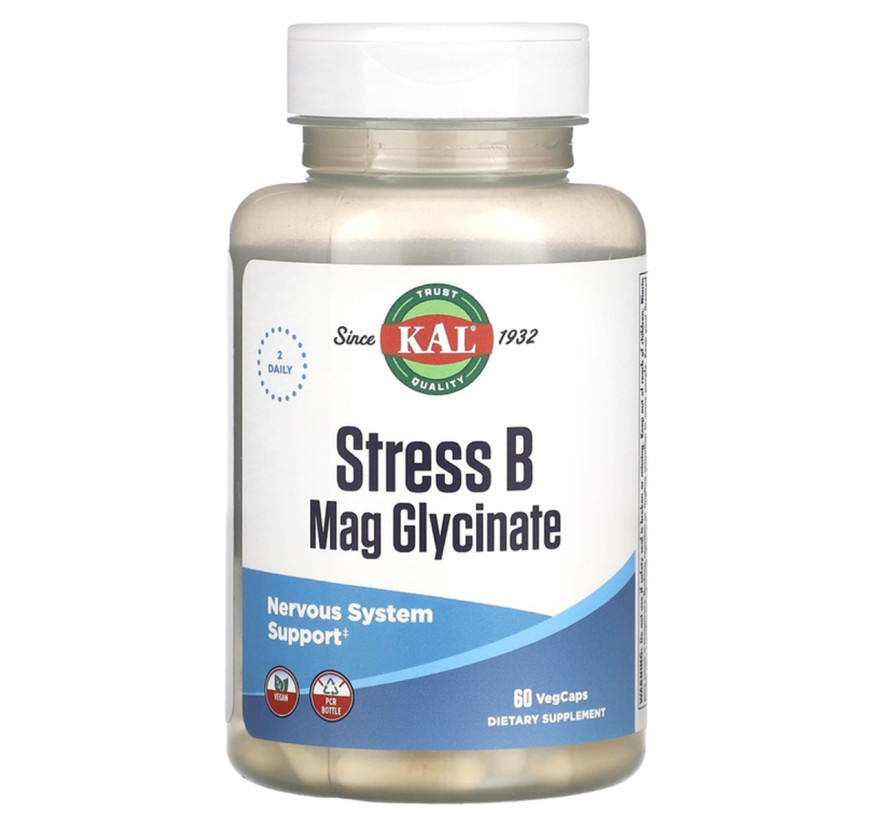 KAL, Глицинат магния для стресса B, 60 вегетарианских капсул