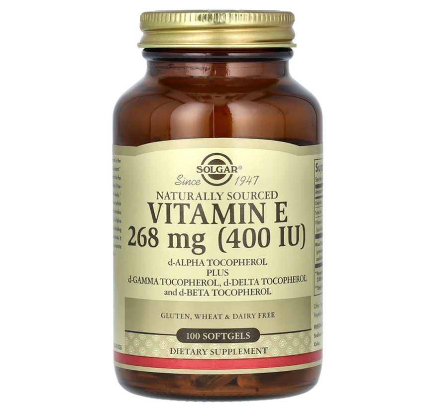 Solgar, натуральный витамин E, 268 мг (400 МЕ), 100 капсул