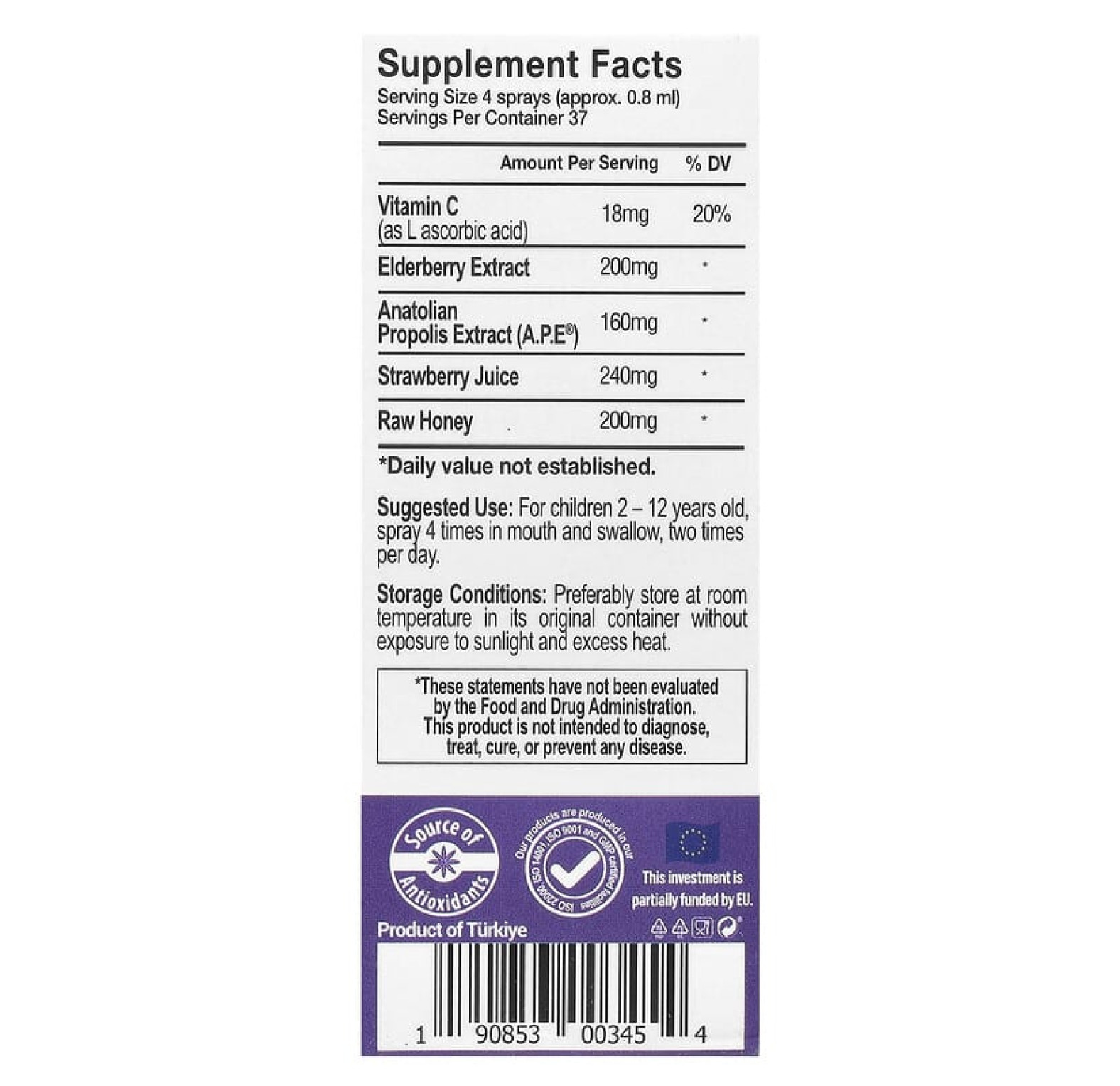 BEE&YOU/Детский спрей для горла с прополисом из бузины, 30 мл