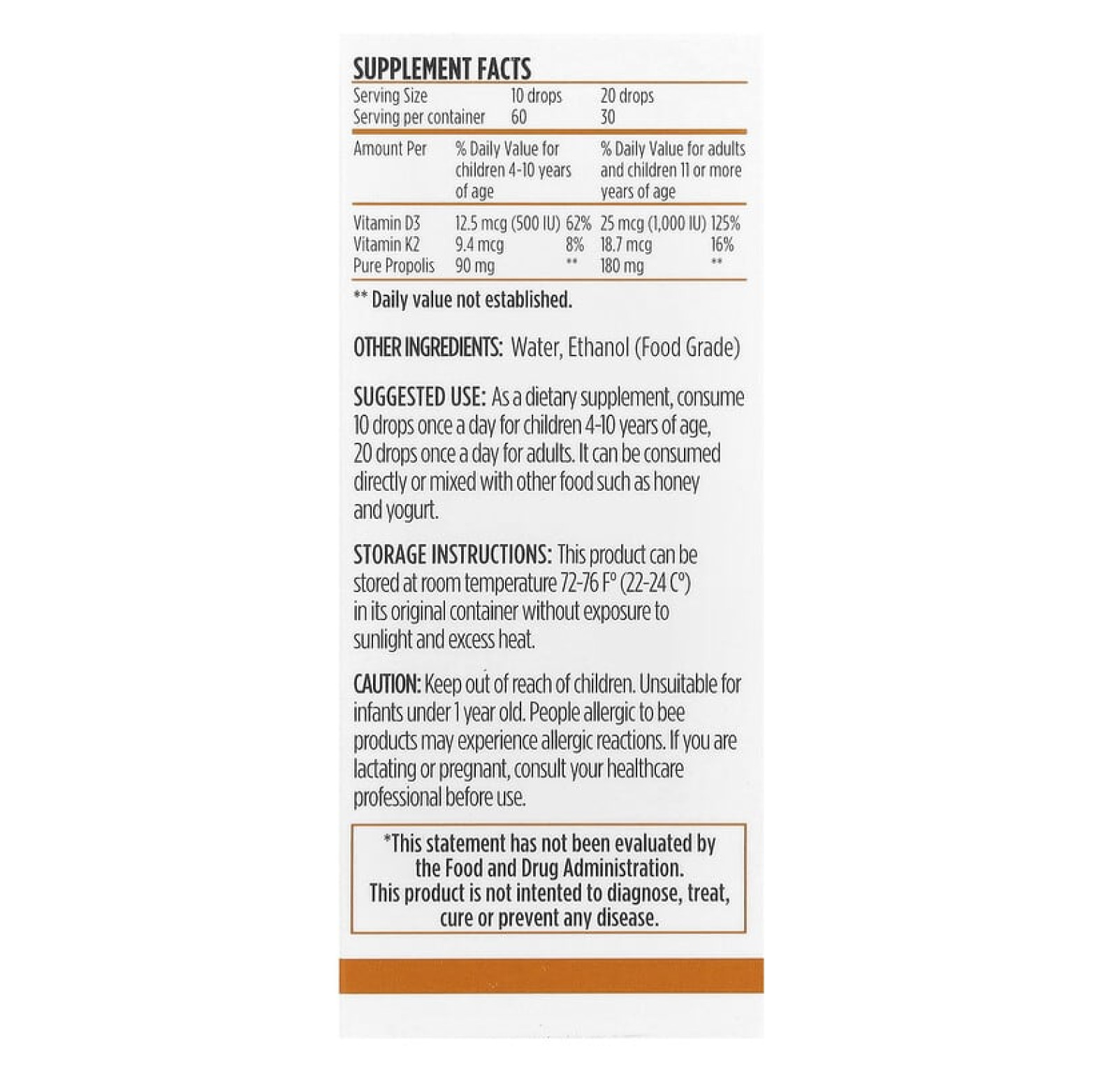 BEE&YOU/Прополис, витамины D3 и K2/30 мл