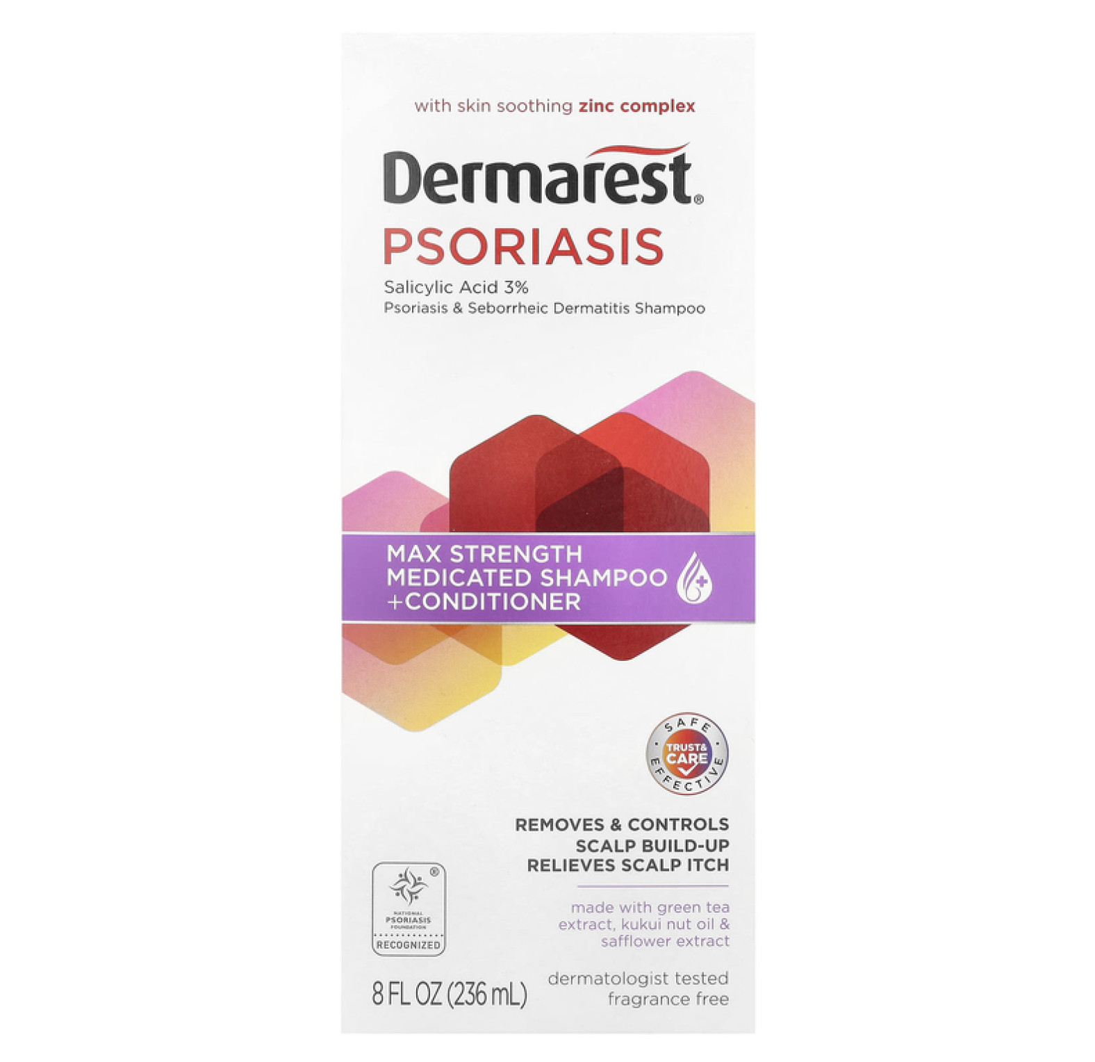 Dermarest, средство от псориаза, лечебный шампунь и кондиционер максимальной эффективности, без отдушки, 236 мл