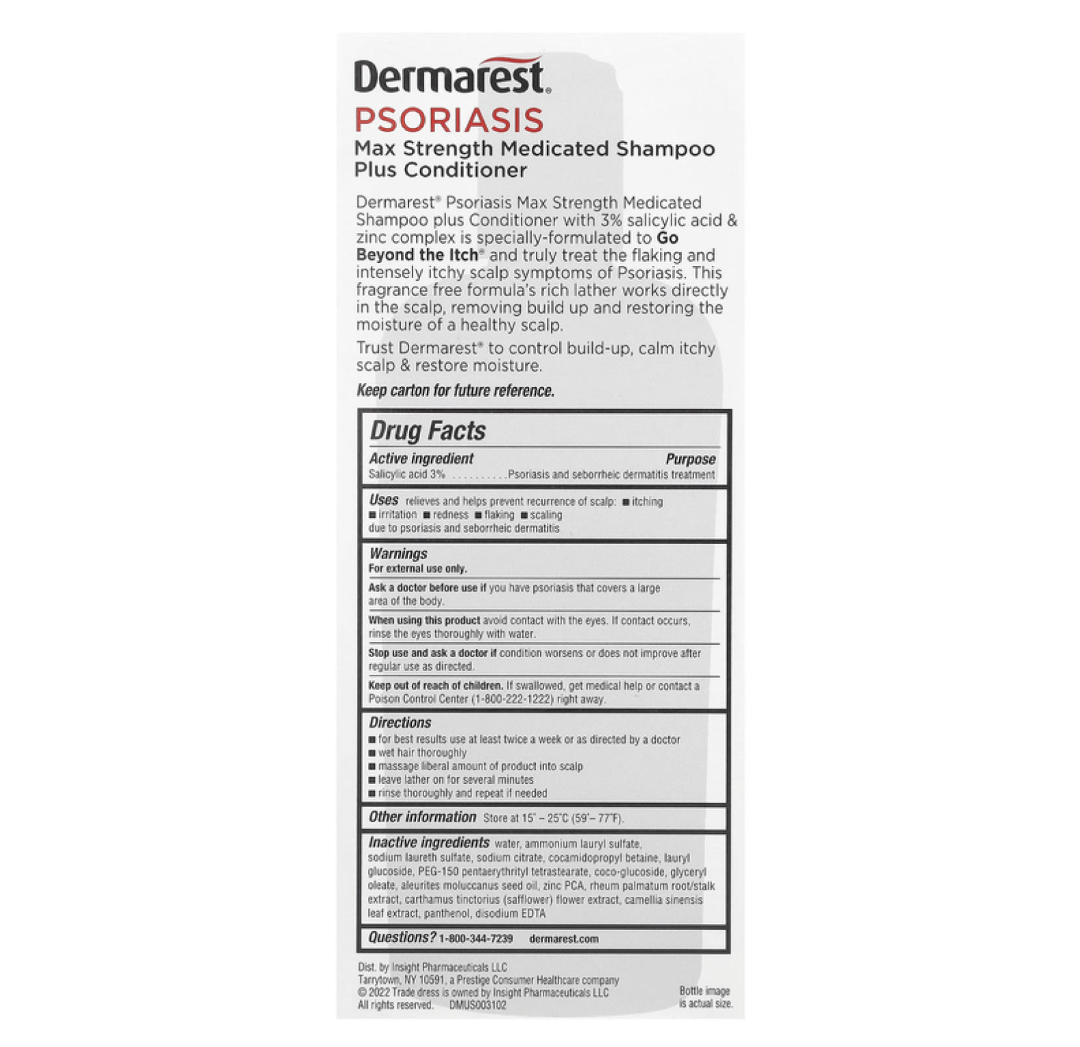 Dermarest, средство от псориаза, лечебный шампунь и кондиционер максимальной эффективности, без отдушки, 236 мл