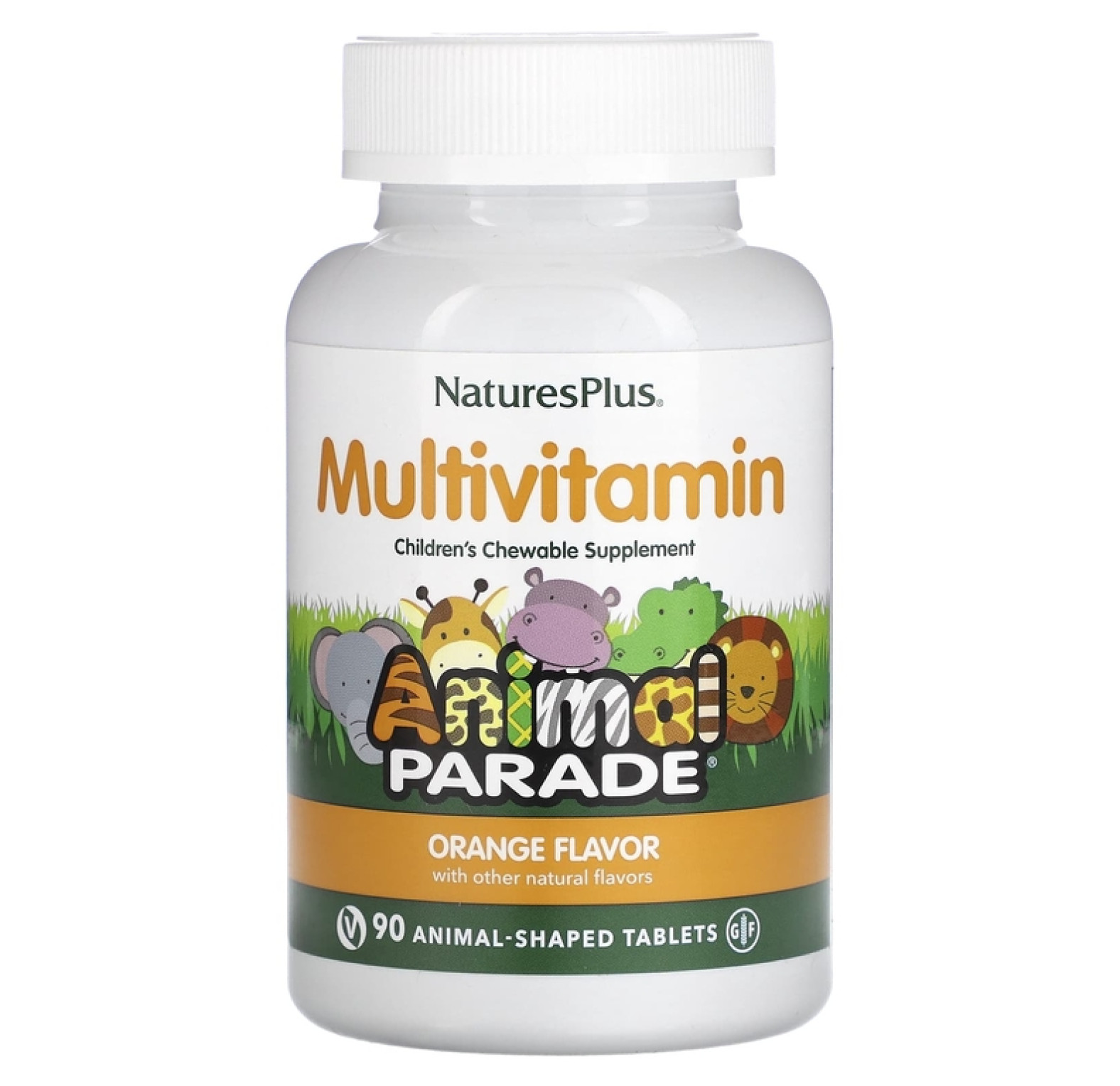 NaturesPlus, Animal Parade, детские жевательные мультивитамины, апельсин, 90 таблеток в форме животных