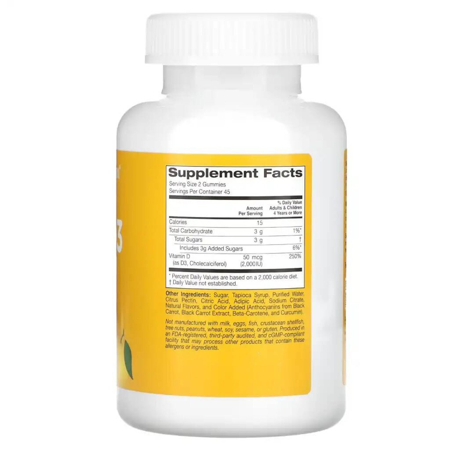 California Gold Nutrition, витамин D3, без желатина и глютена, вкус фруктов и ягод, 25 мкг (1000 МЕ), 90 жевательных таблеток