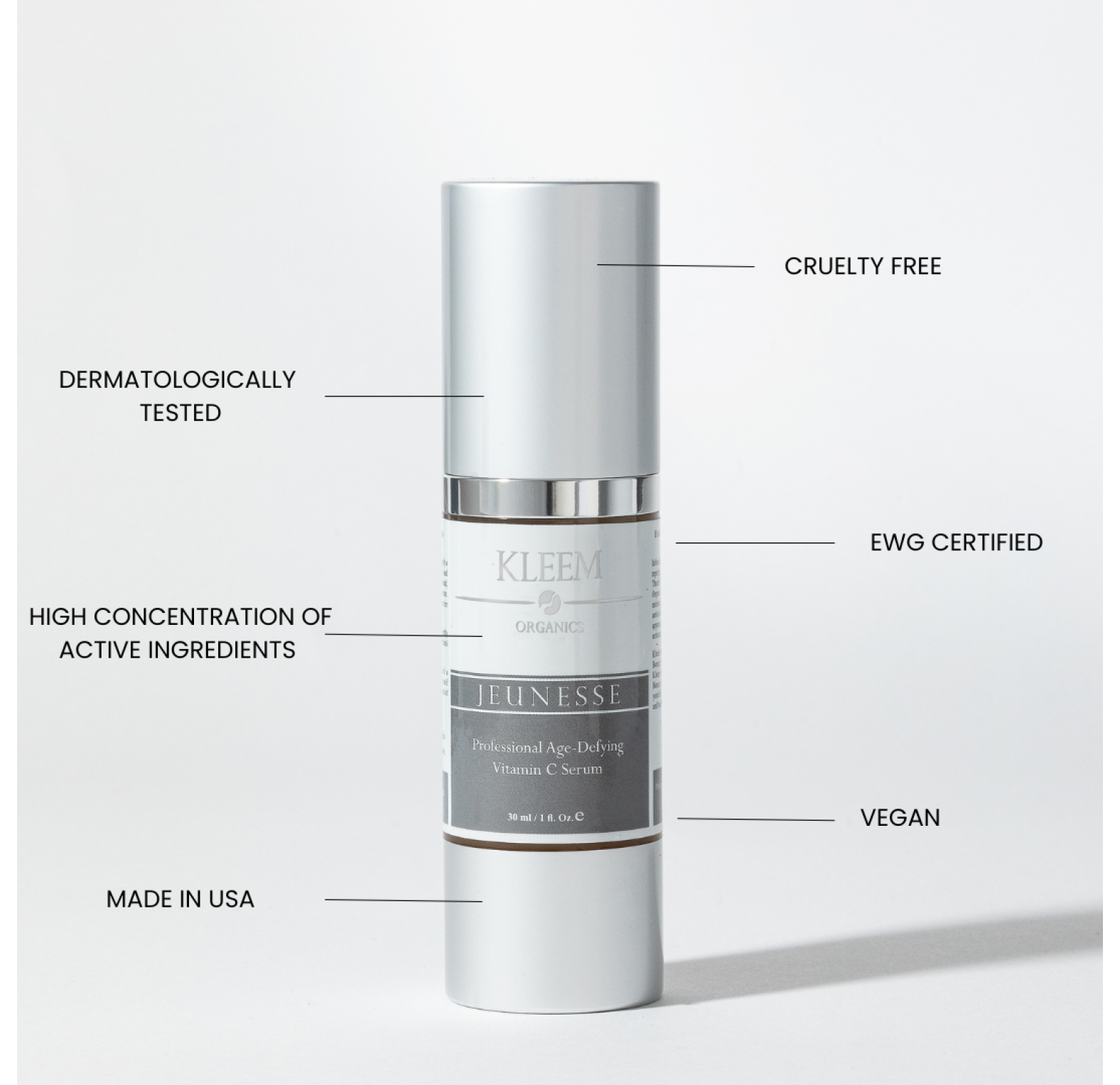 Kleem Organics, Jeunesse, профессиональная антивозрастная сыворотка с витамином C, 50 мл