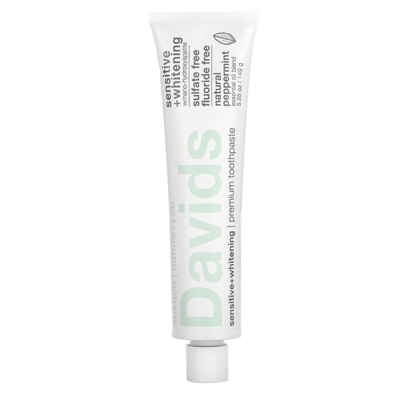 Davids, Premium Toothpaste, Sensitive + Whitening, натуральная перечная мята, 149 г
