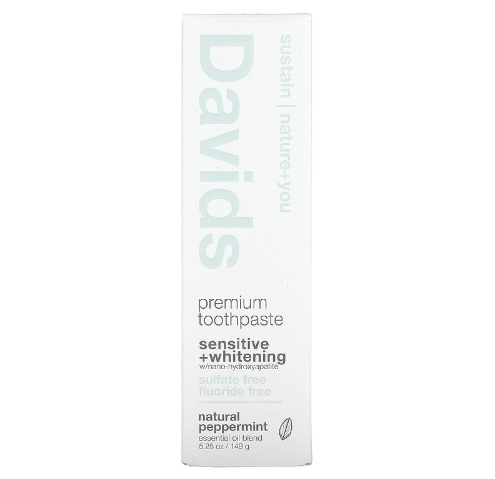 Davids, Premium Toothpaste, Sensitive + Whitening, натуральная перечная мята, 149 г