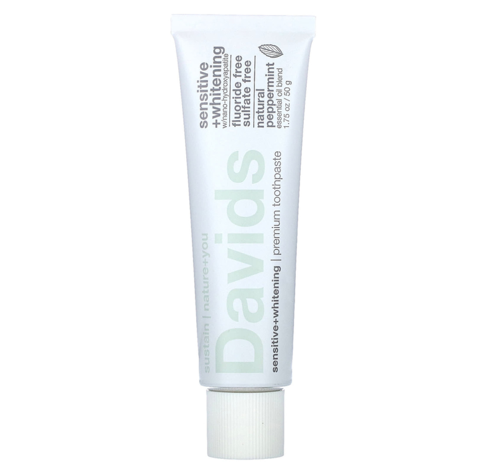 Davids, Premium Toothpaste, Sensitive + Whitening, натуральная перечная мята, 50 г