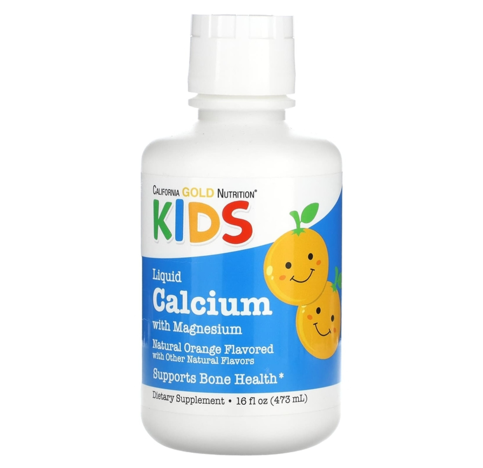California Gold Nutrition, Кальций с магнием для детей, вкус апельсина, 473 мл