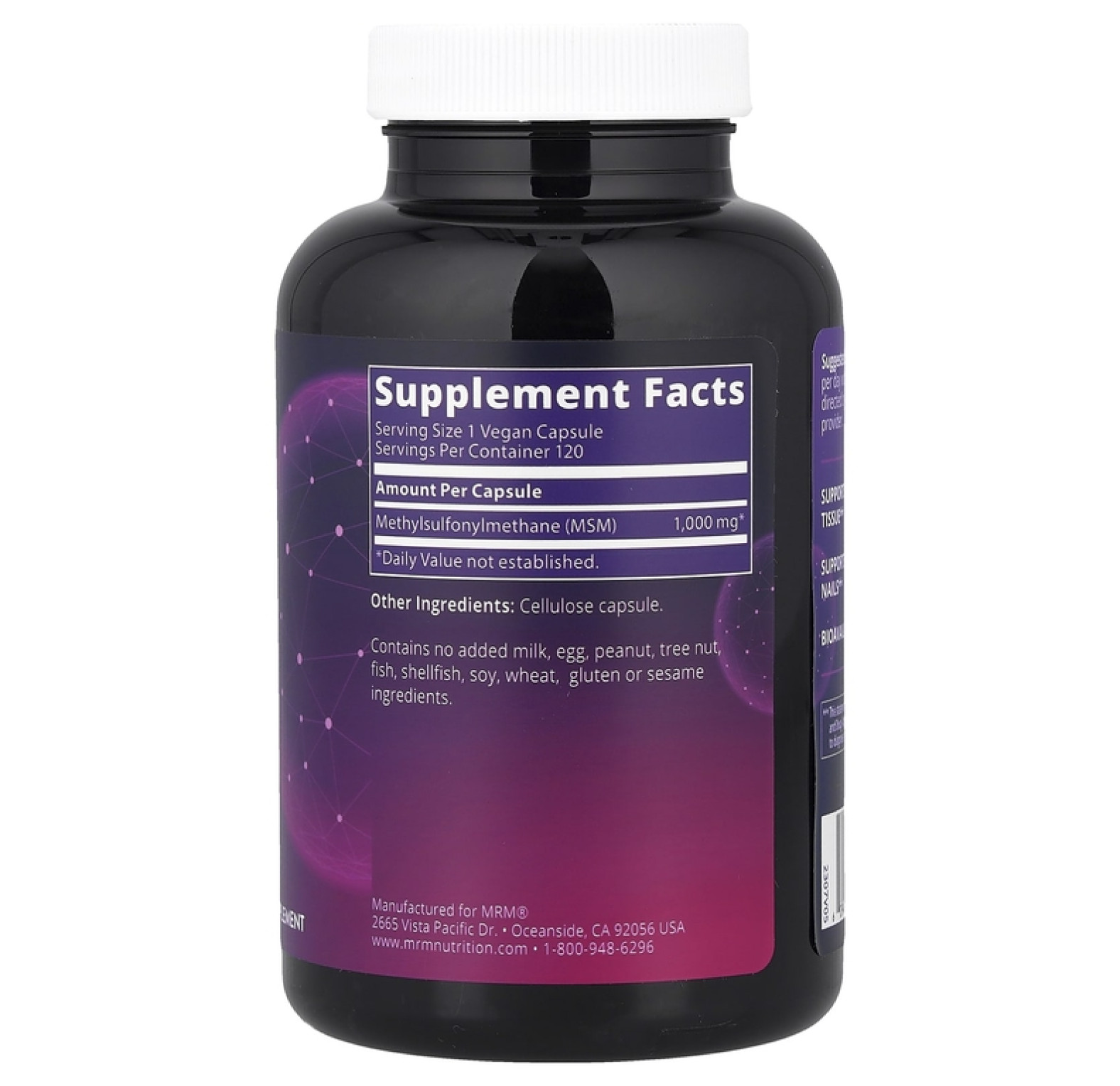 MRM Nutrition, Nutrition, МСМ, 1000 мг, 120 веганских капсул