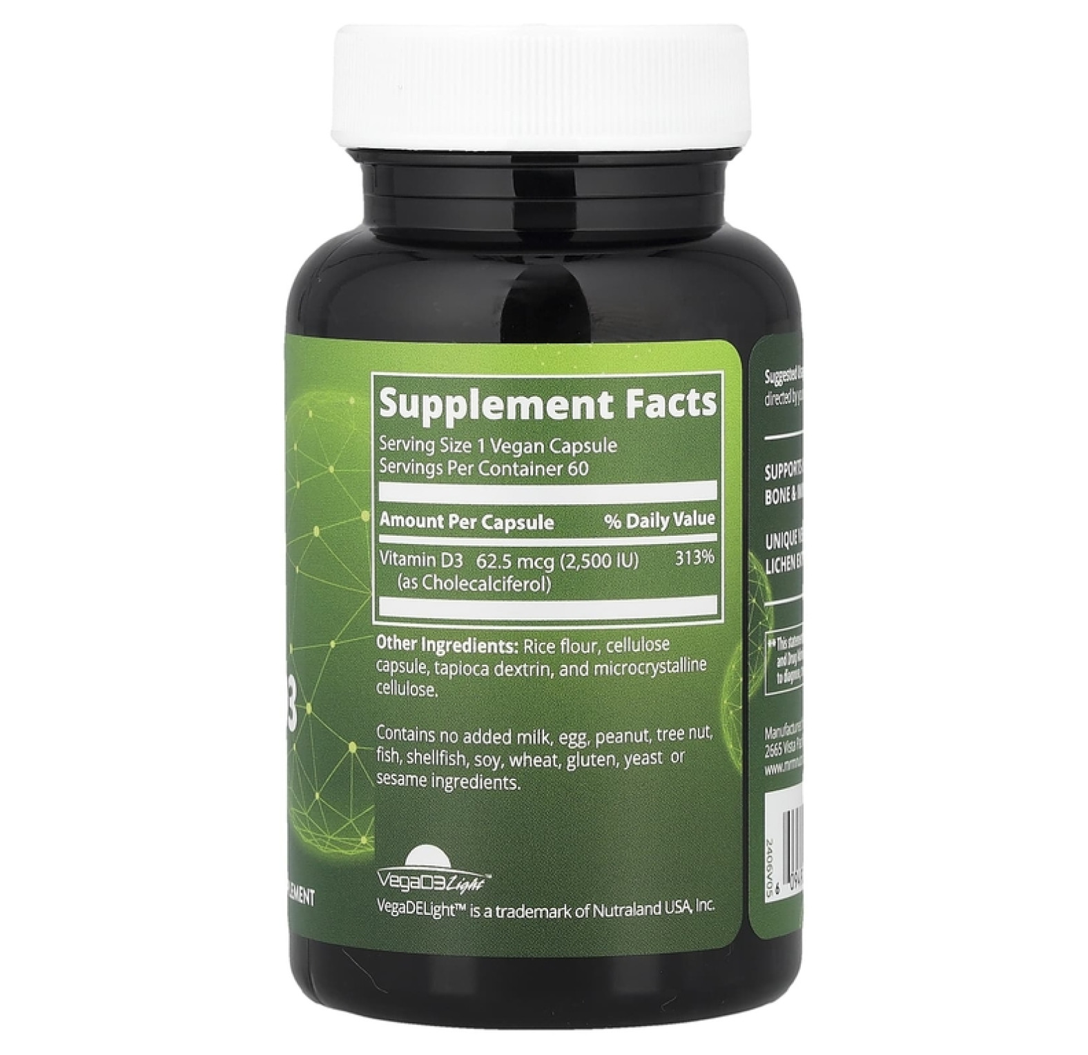 MRM Nutrition, Nutrition, витамин D3 для веганов, 2500 МЕ, 60 веганских капсул