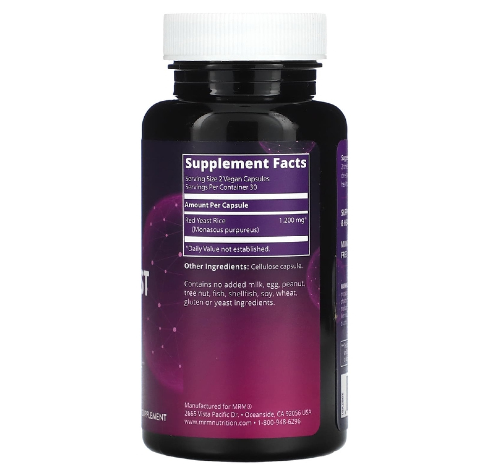 MRM Nutrition, Красный дрожжевой рис, 60 веганских капсул (600 мг в 1 капсуле)