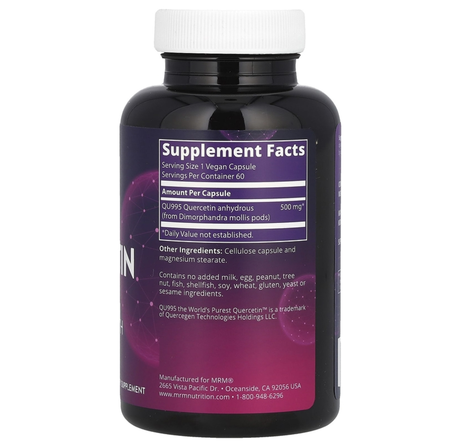 MRM Nutrition, кверцетин, 60 веганских капсул (500 мг в 1 капсуле)