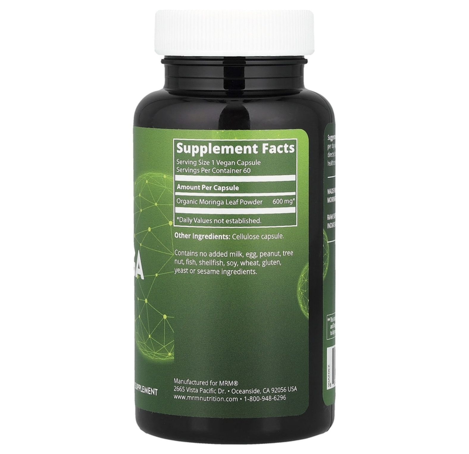 MRM Nutrition, листья моринги, 60 веганских капсул (600 мг в 1 капсуле)