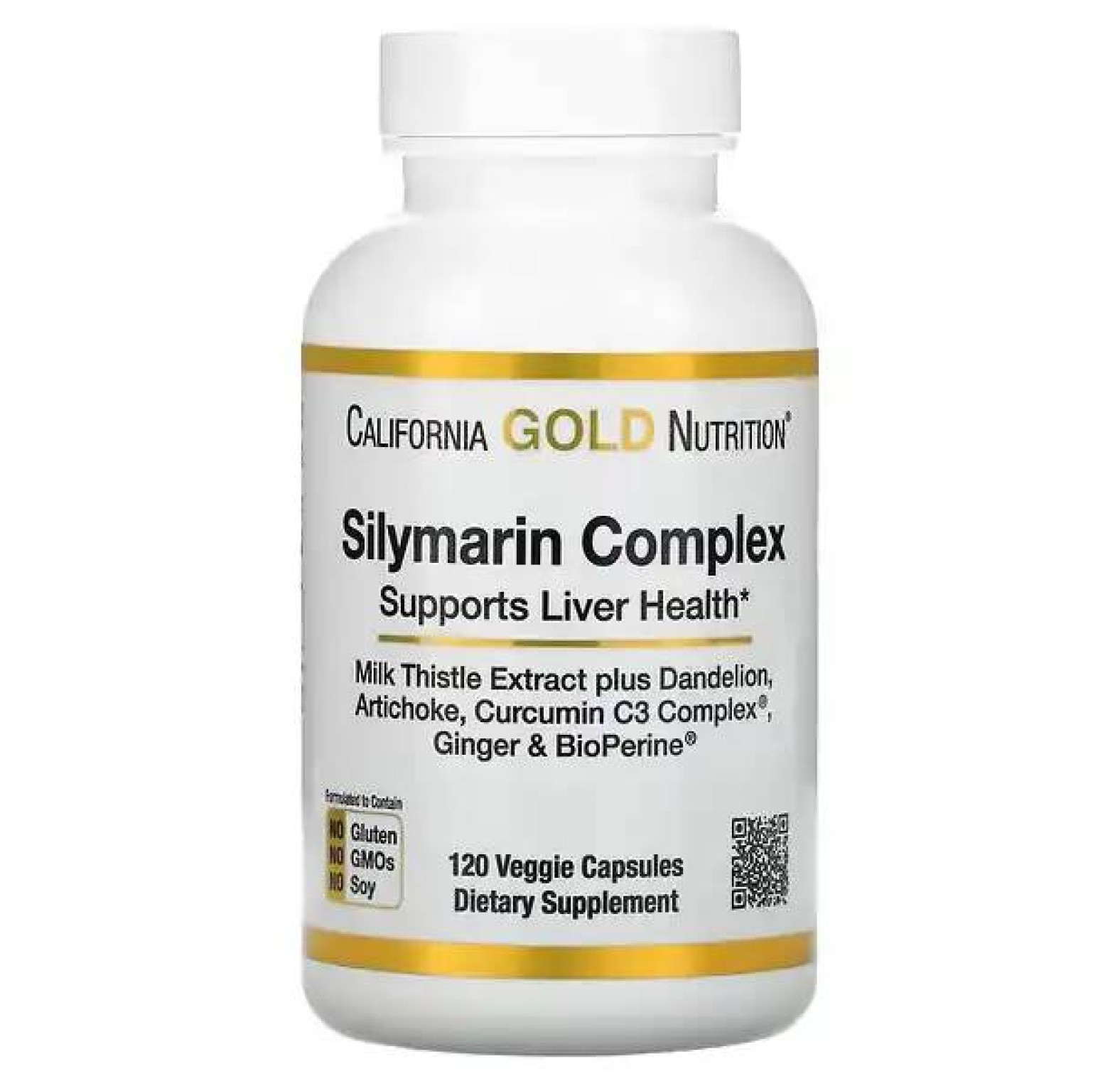 California Gold Nutrition, Комплекс силимарина, экстракт расторопши с одуванчиком, артишок, комплекс куркумина C3, имбирь и BioPerine®, 120 растительных капсул