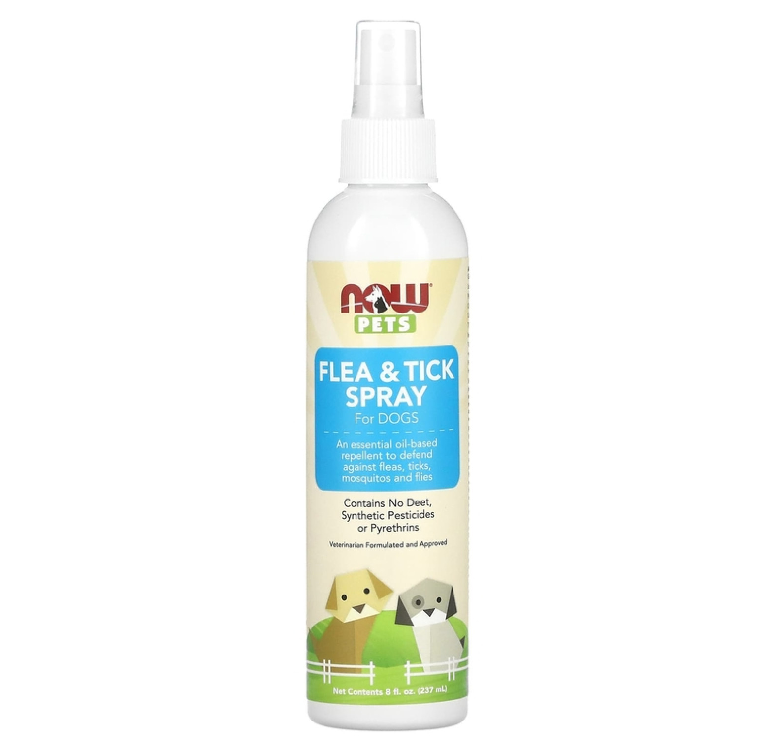 NOW Foods, Pets, спрей от блох и клещей для собак, 237 мл