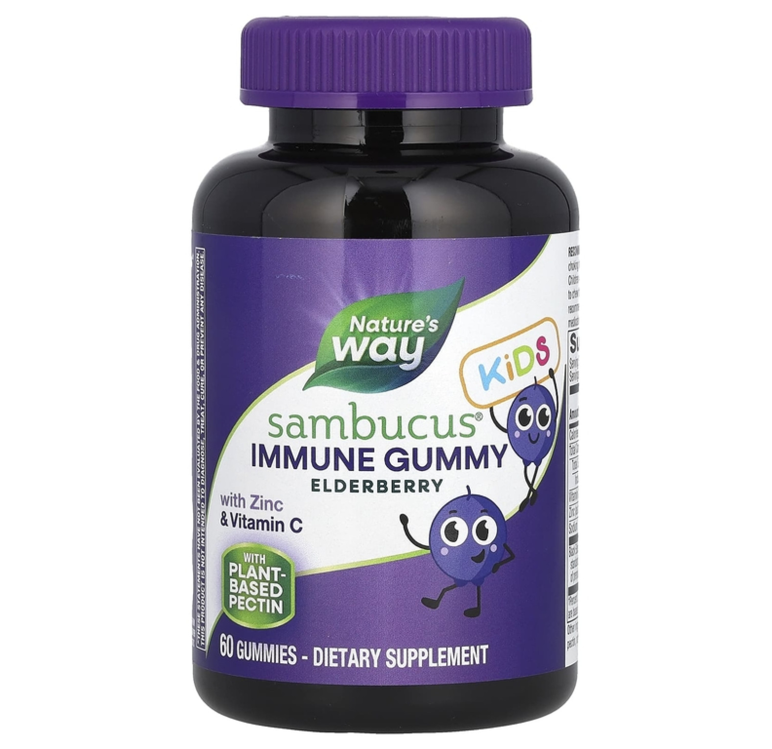 Nature's Way, Sambucus, стандартизированный экстракт бузины для детей, 60 жевательных конфет